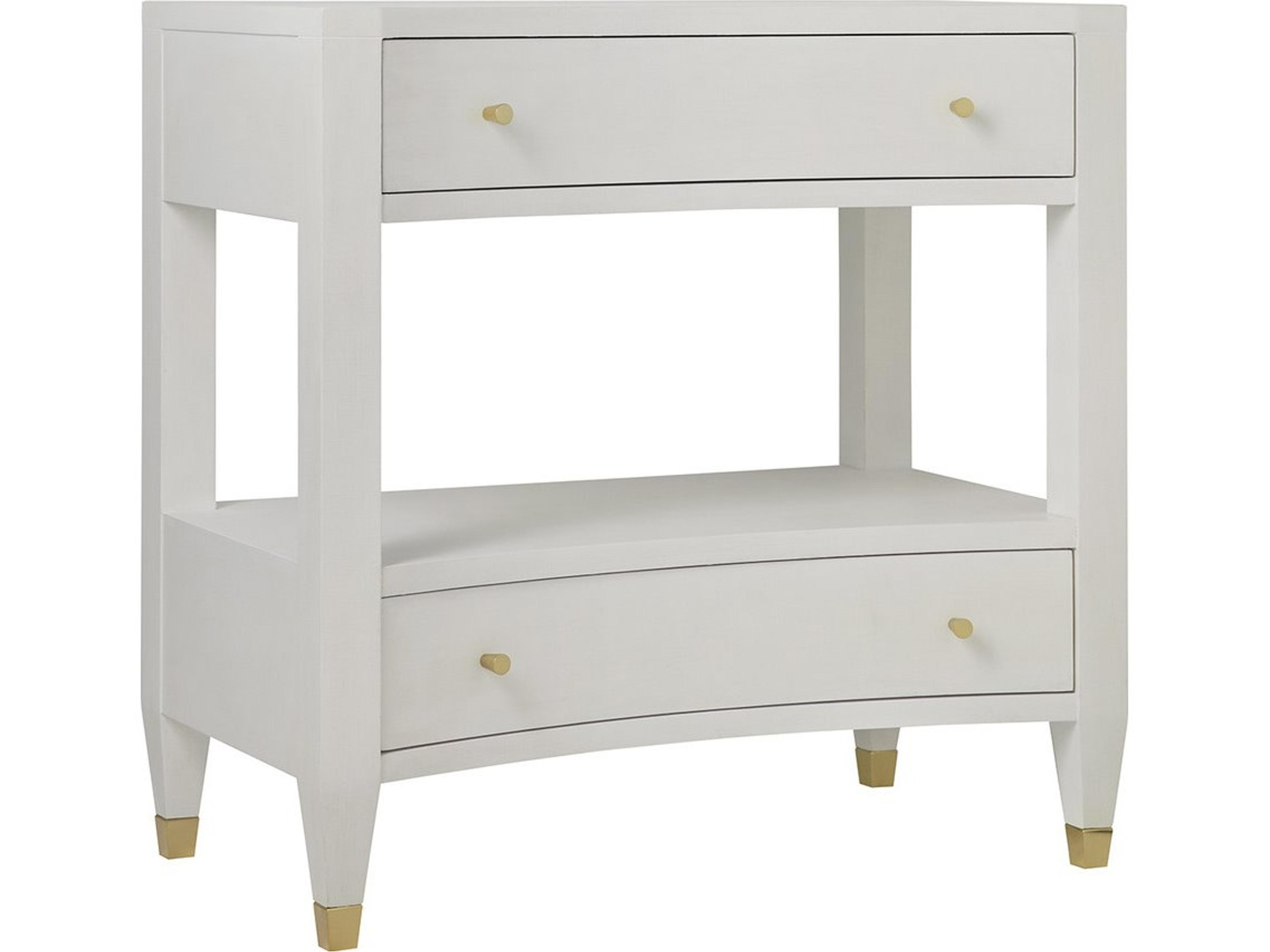 2-Drawers White Nightstand
