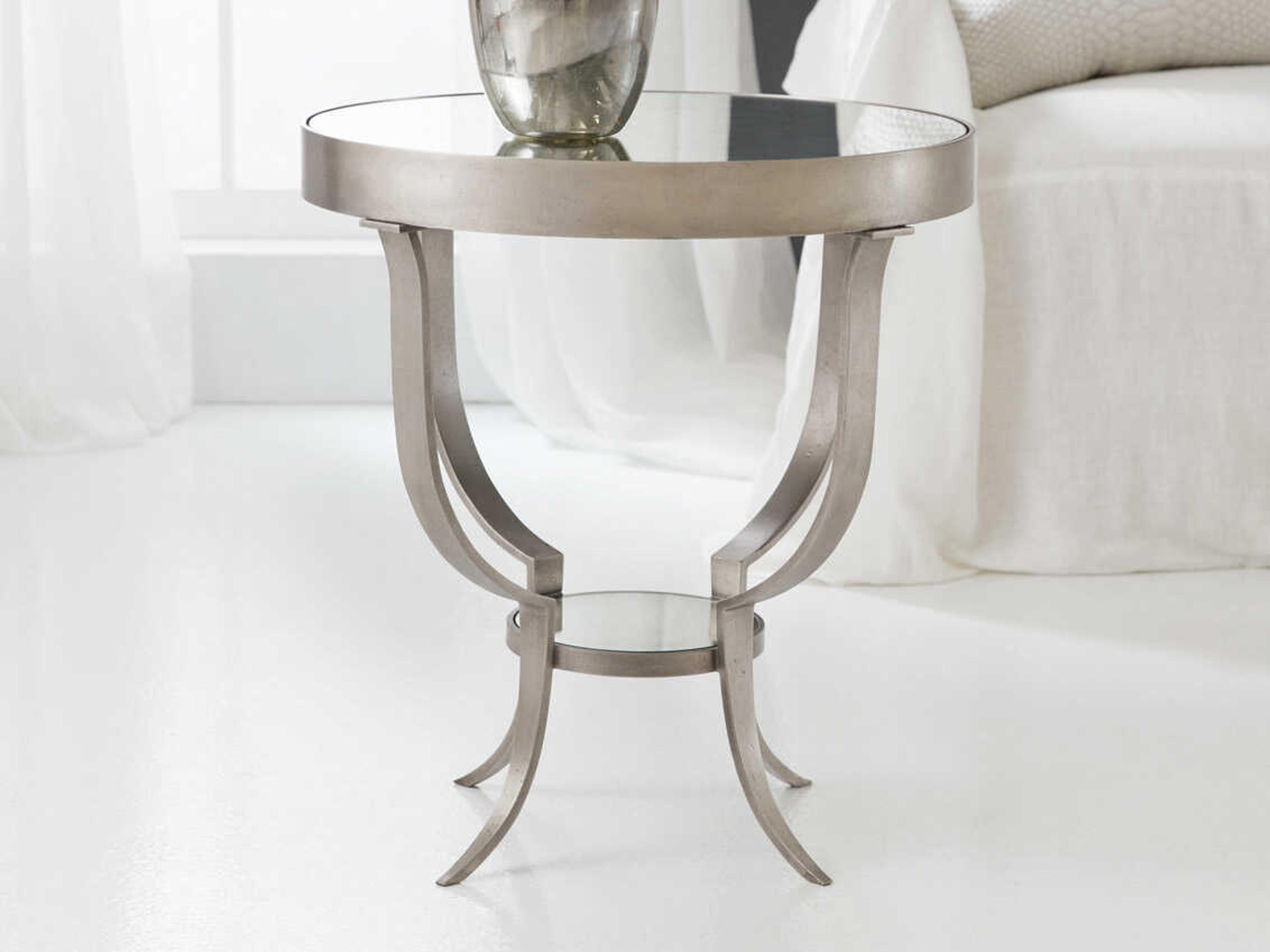Gueridon Round Mirror End Table