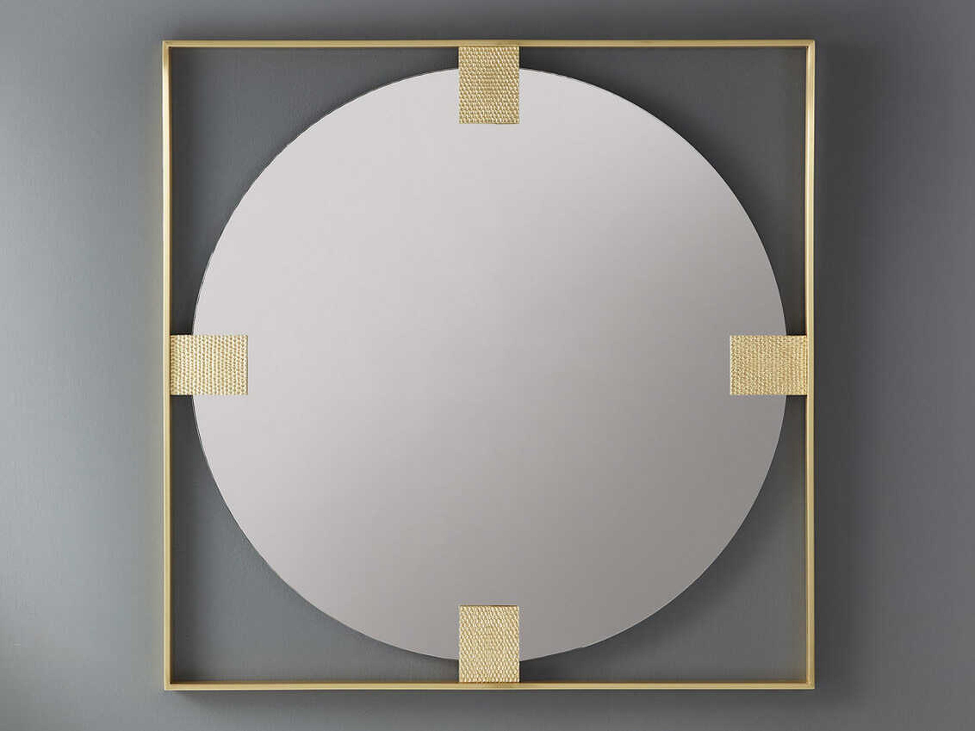Paolo Satin Brass Lacquered Plated Wall Mirror Square