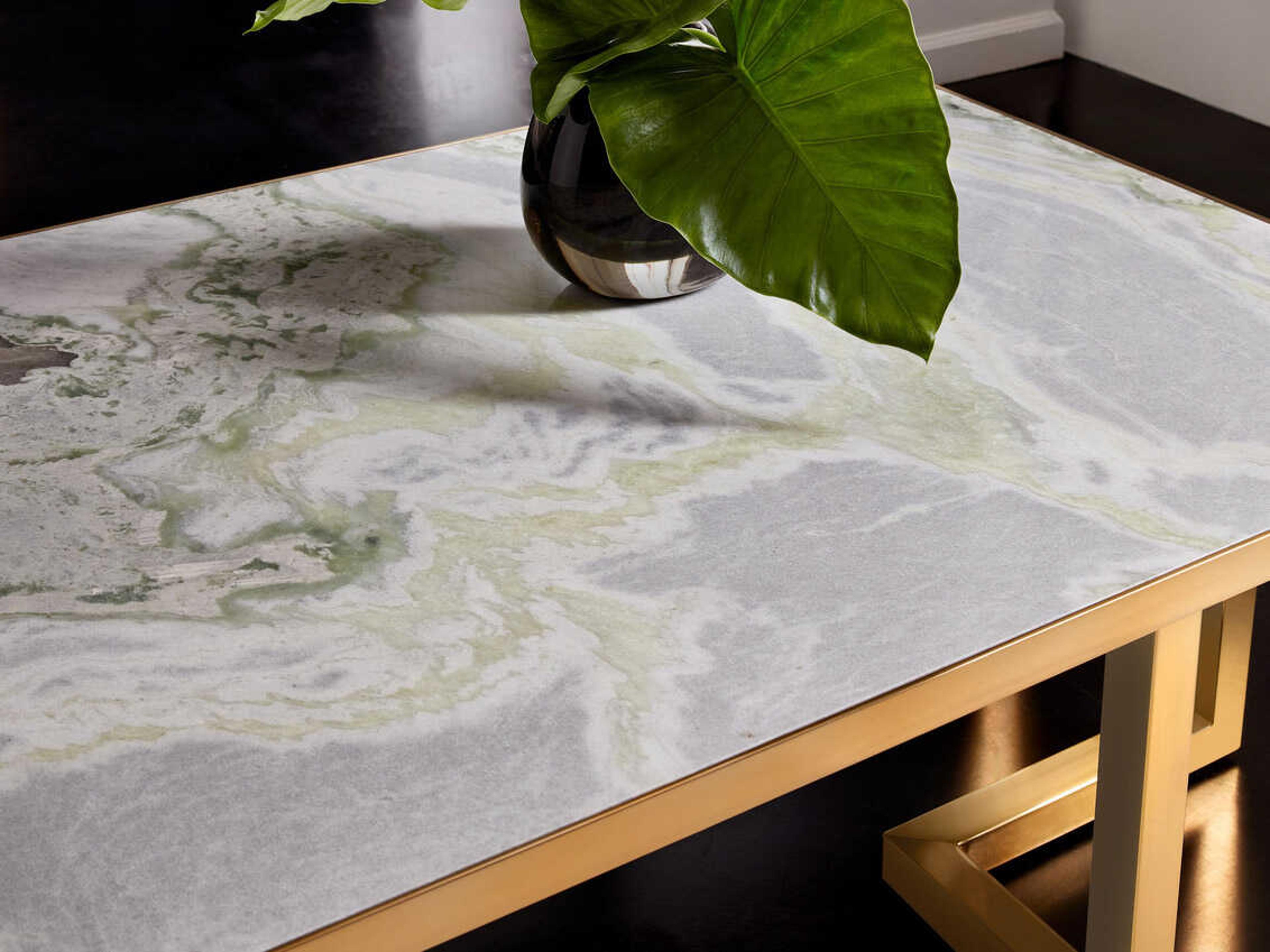 Modern History Home Geometric Rectangular Faux Marble Coffee Table