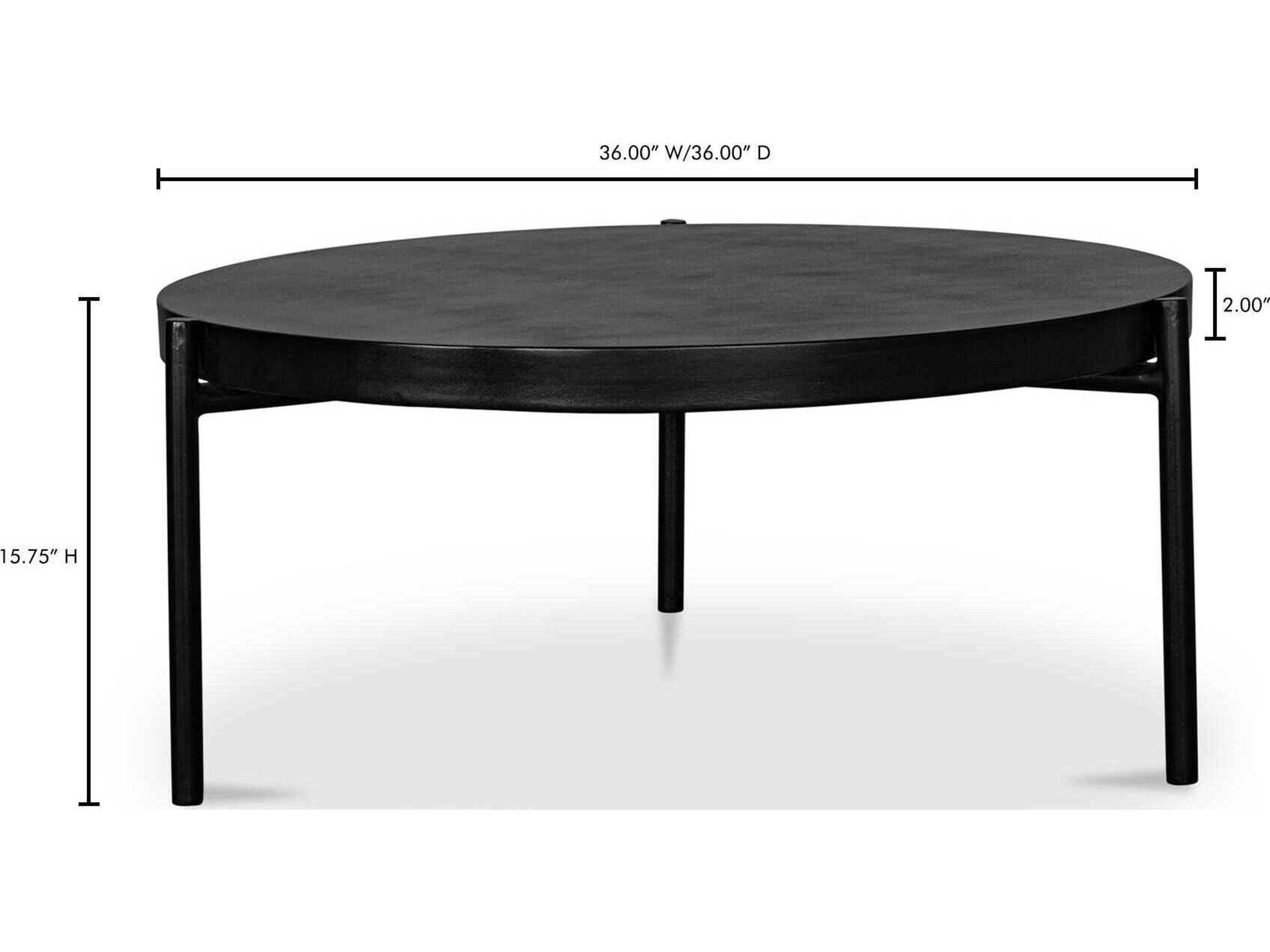 Moe's Home Outdoor Mendez Black Concrete Steel Round Coffee Table