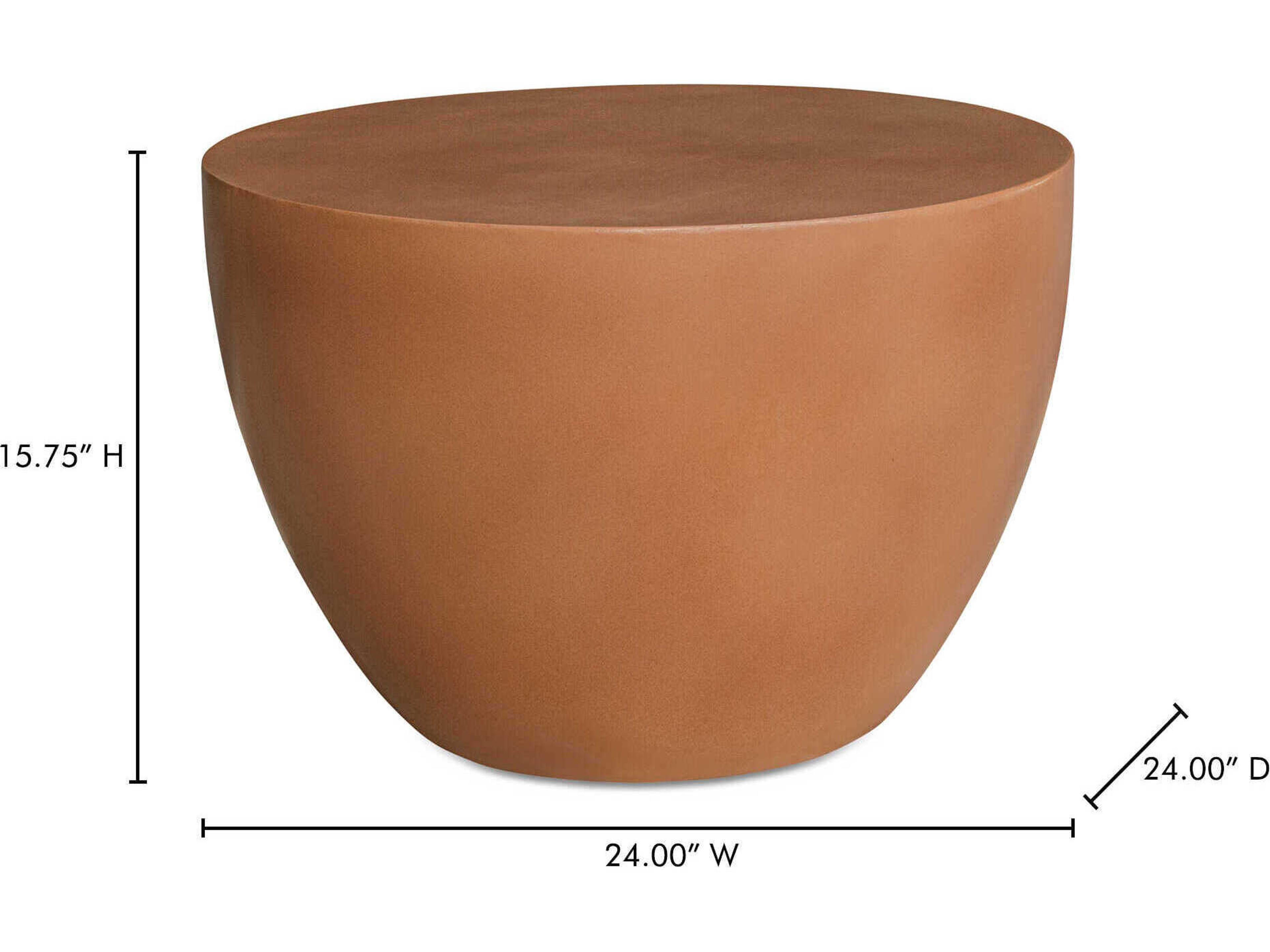 Moe's Home Outdoor Insitu Red Terracotta Concrete Round End Table