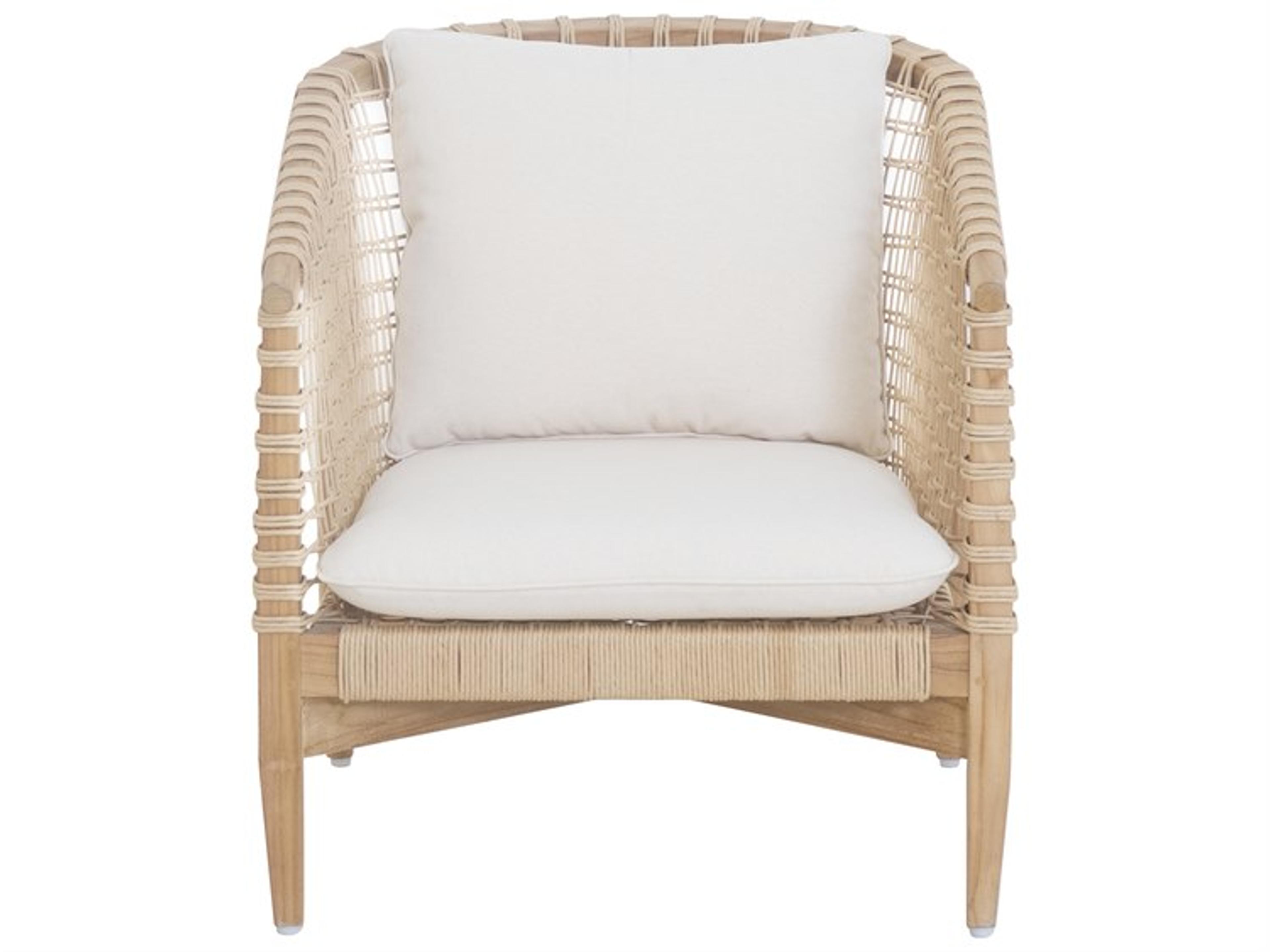 Moe's Home Outdoor Natural Polypropylene Teak Wicker Cushion Lounge Chair