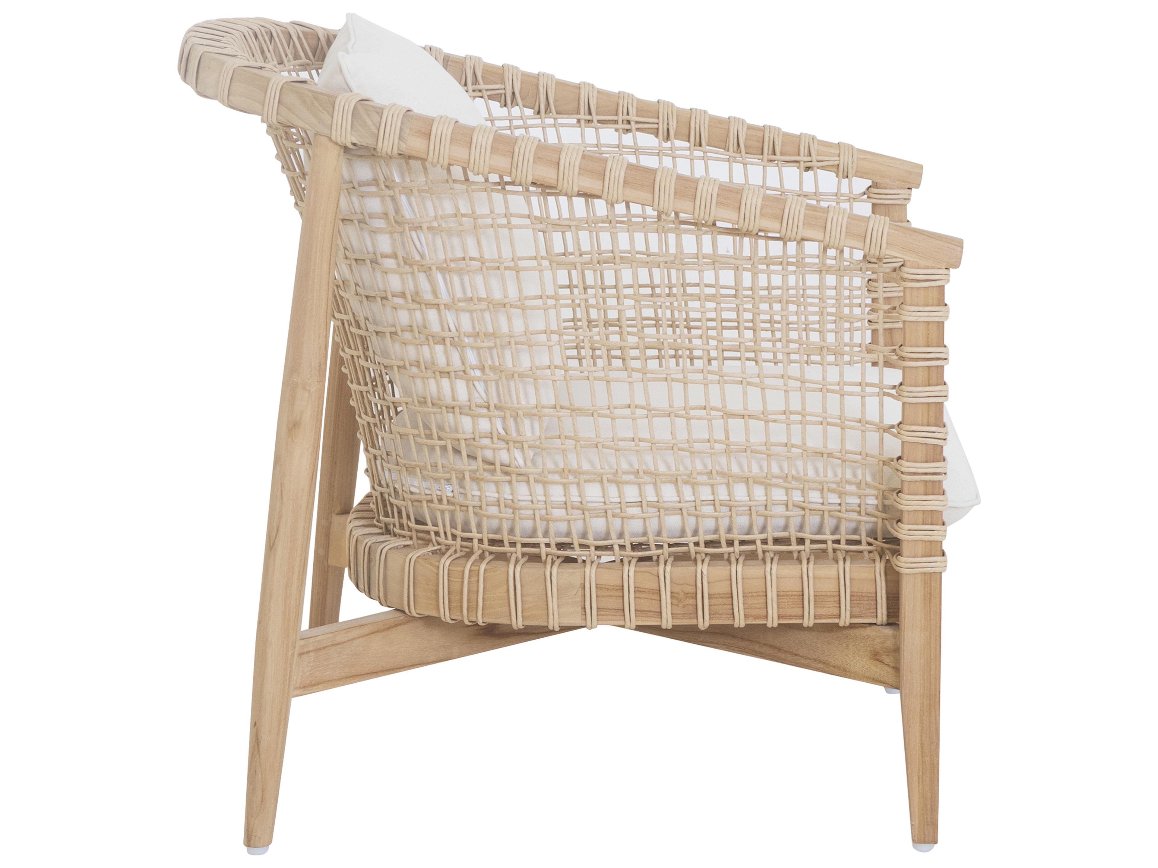 Moe's Home Outdoor Natural Polypropylene Teak Wicker Cushion Lounge Chair