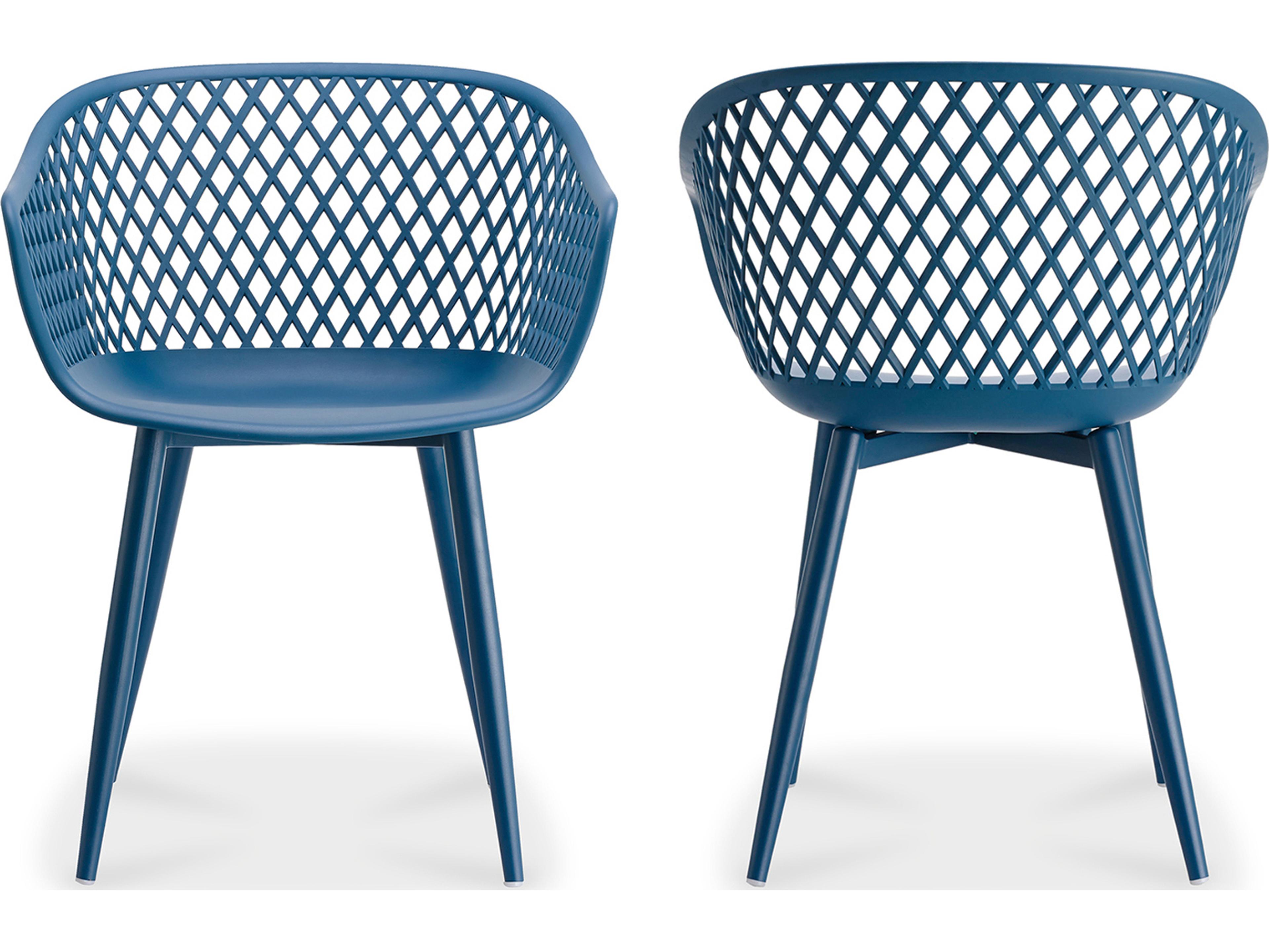 Moe's Home Outdoor Piazza Blue Arm Dining Chair - Set of Two