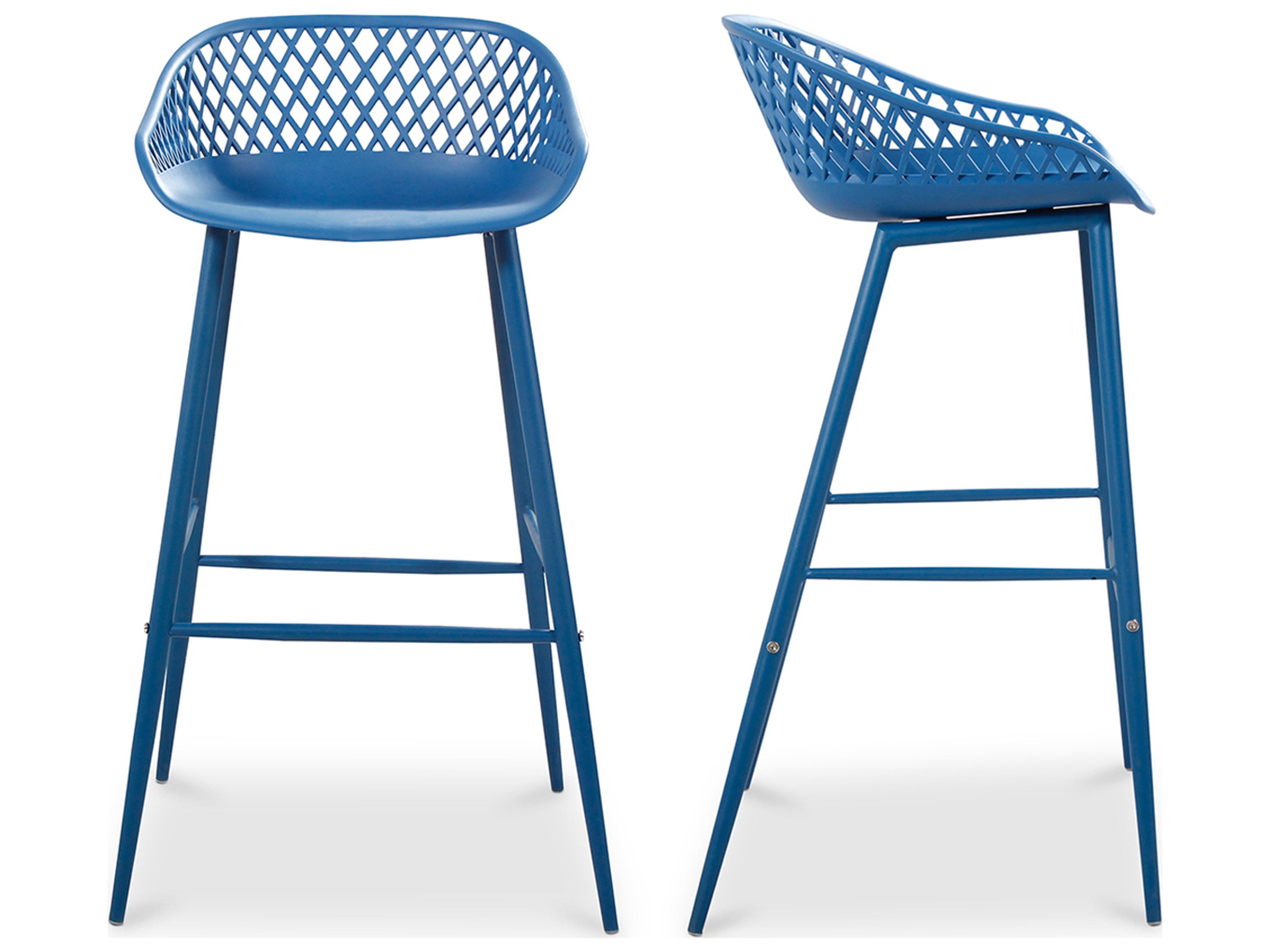 Moe's Home Outdoor Piazza Blue Aluminum Recycled Plastic Bar Stool - Set of Two