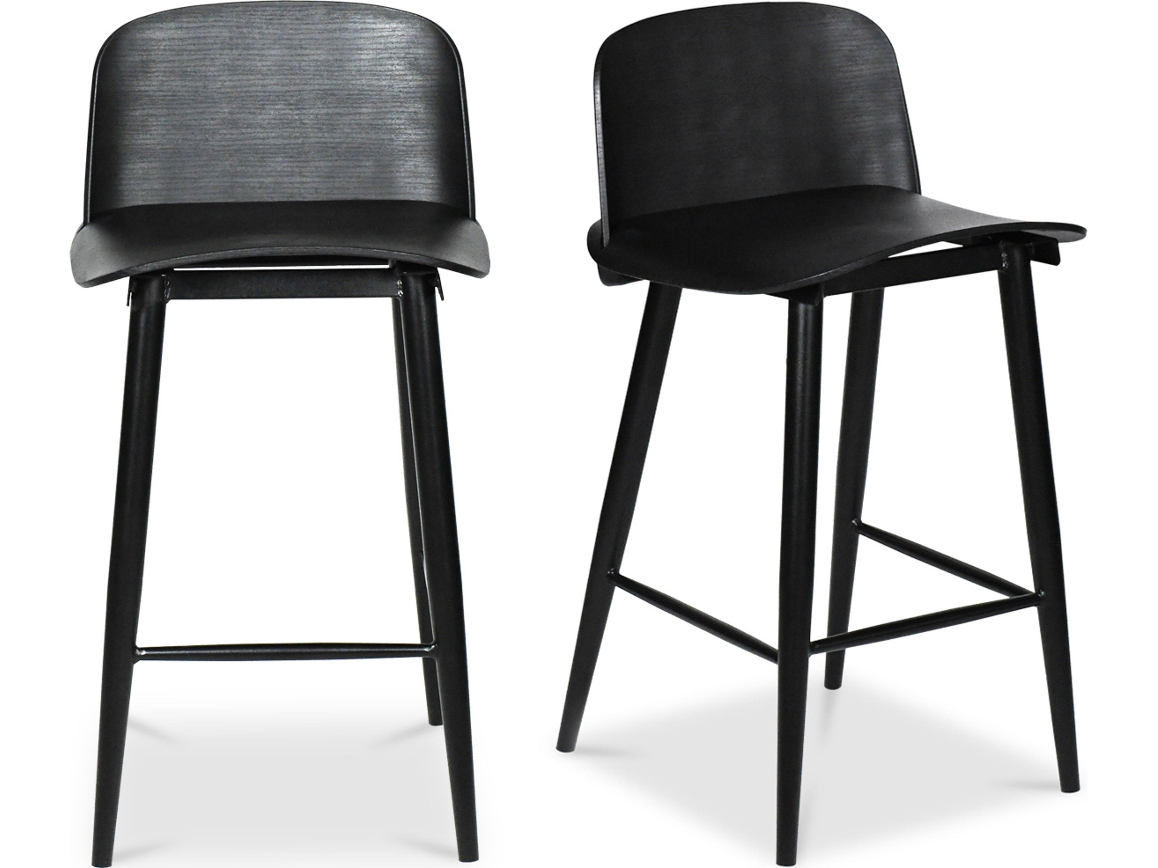 Black Recycled Plastic Steel Counter Stool - Set of Two