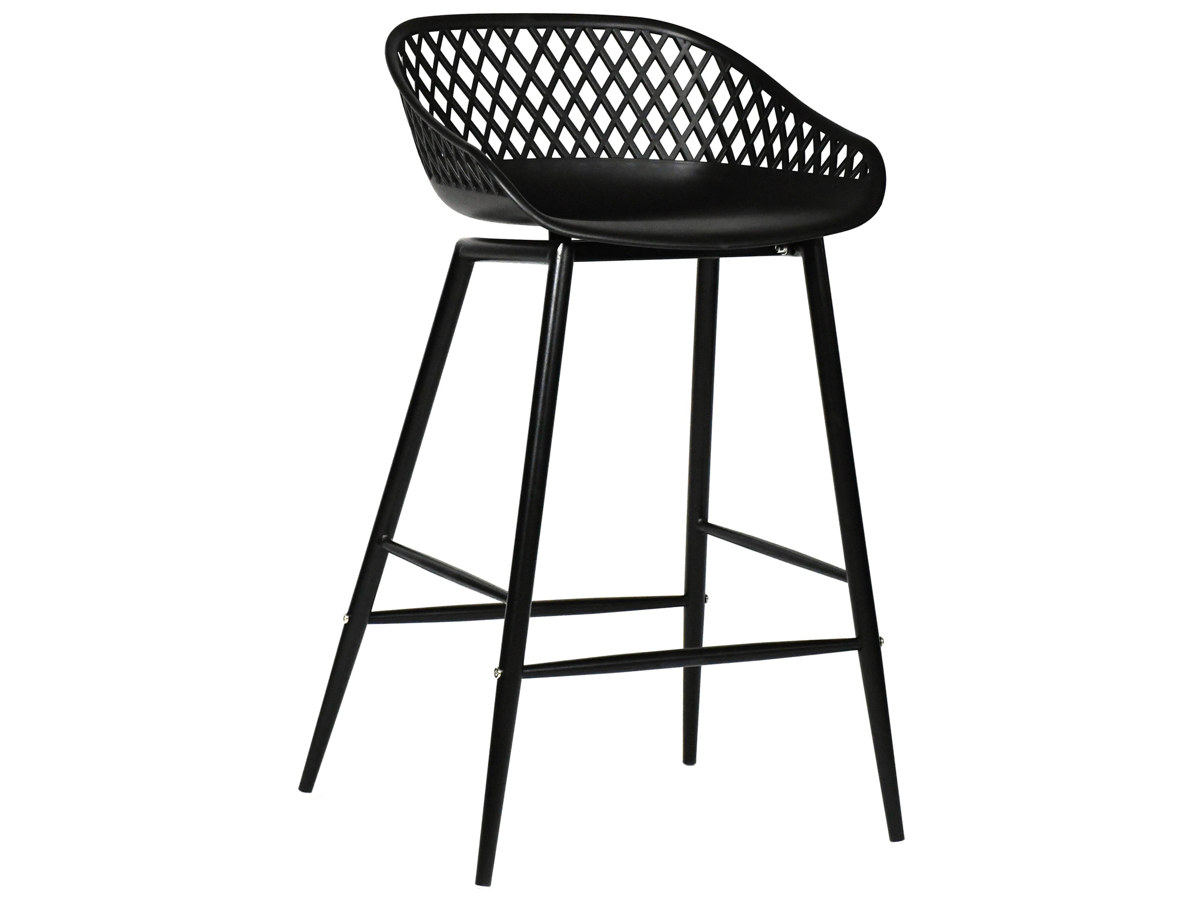 Moe's Home Outdoor Black Recycled Plastic Steel Counter Stool - Set of Two