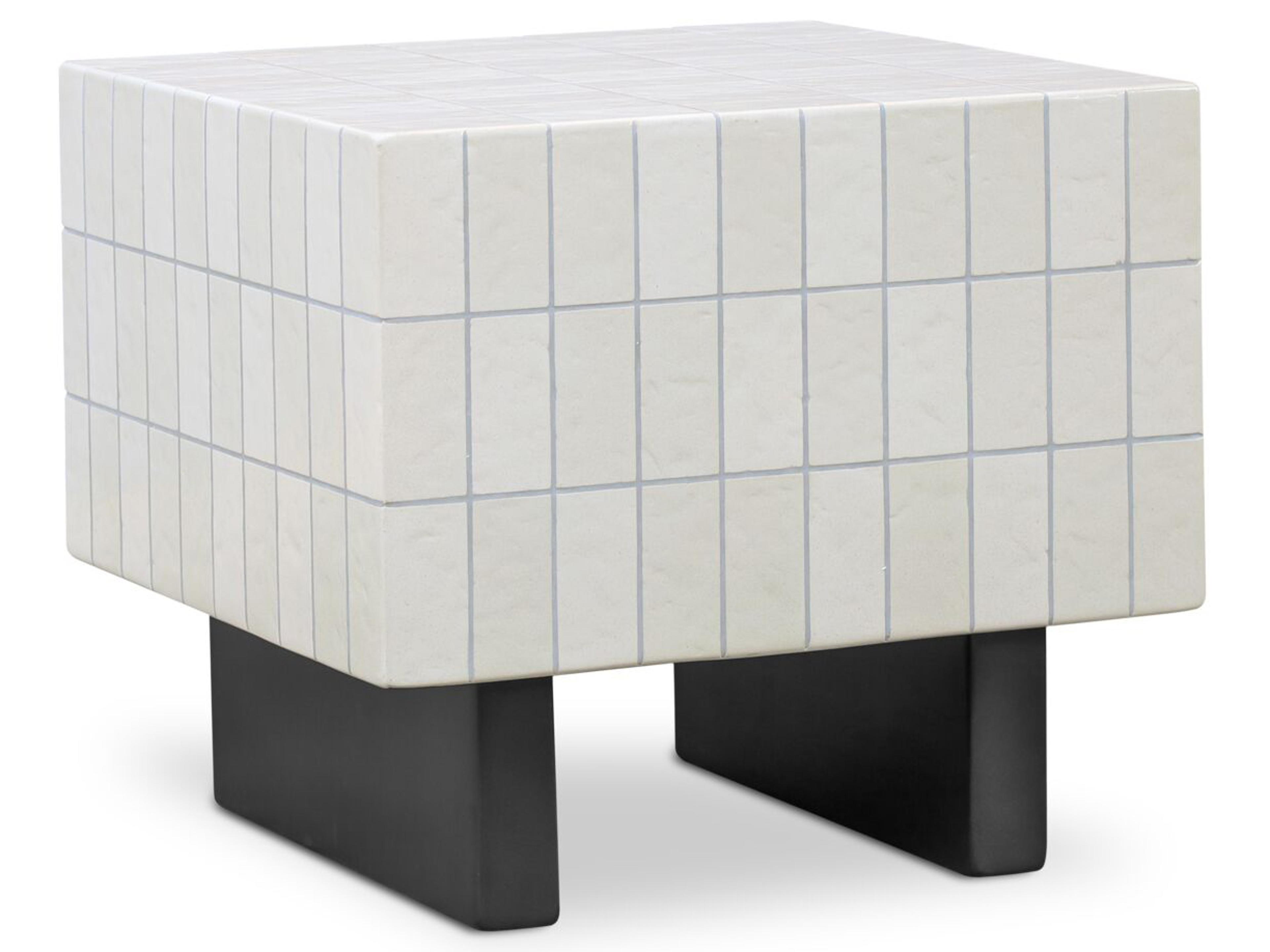 Farren White Concrete Square End Table
