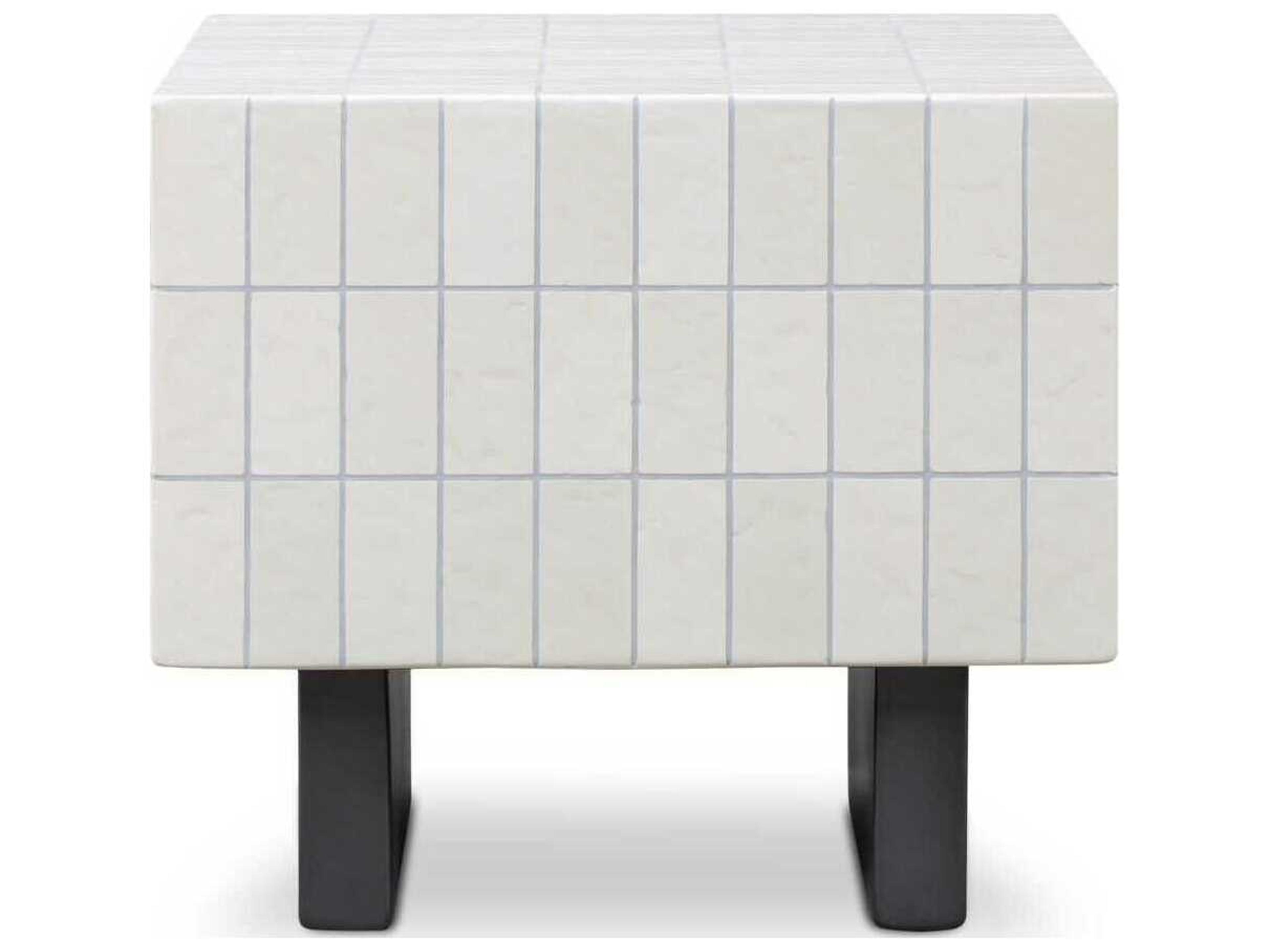 Moe's Home Outdoor Farren White Concrete Square End Table