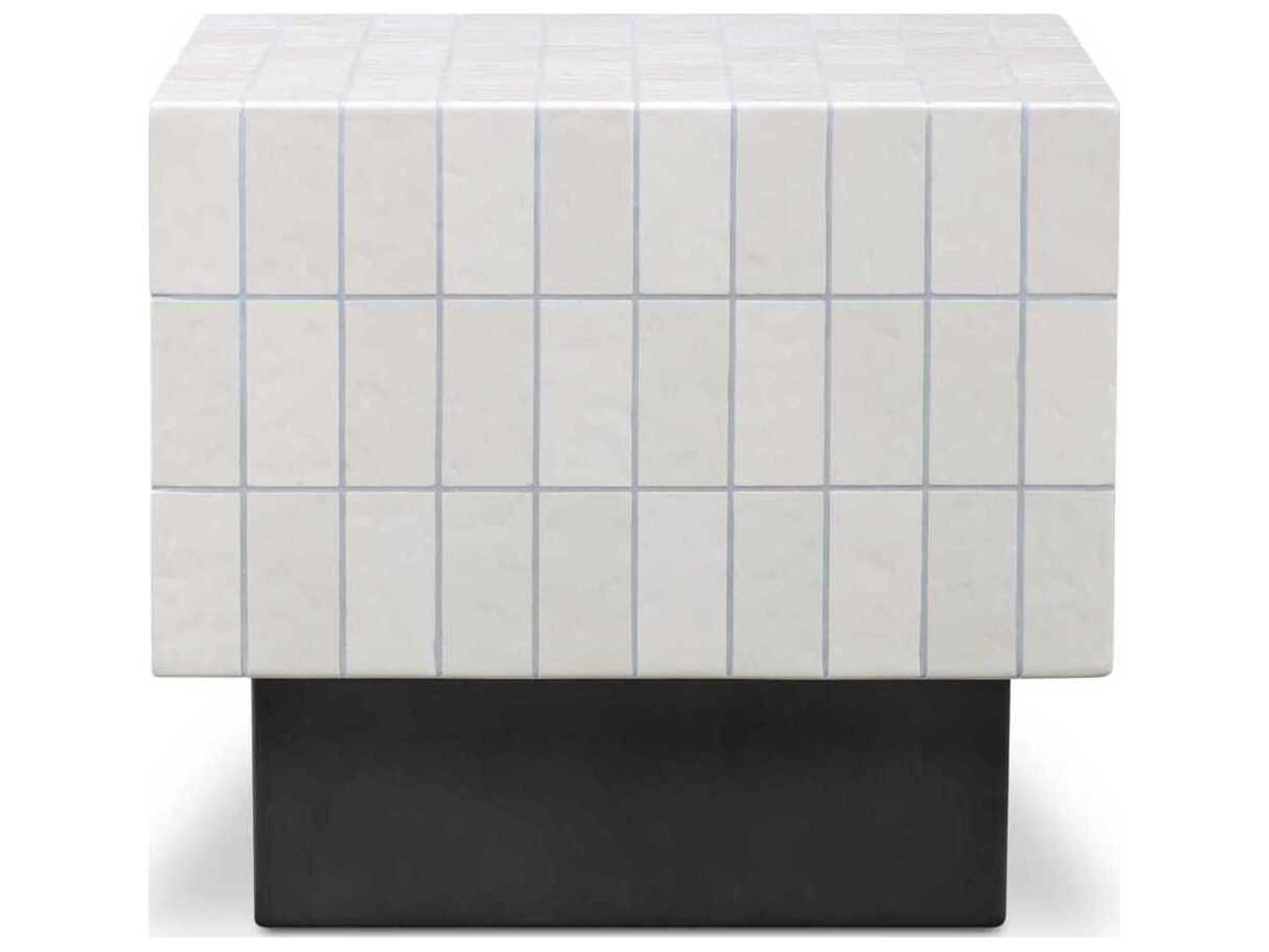 Moe's Home Outdoor Farren White Concrete Square End Table