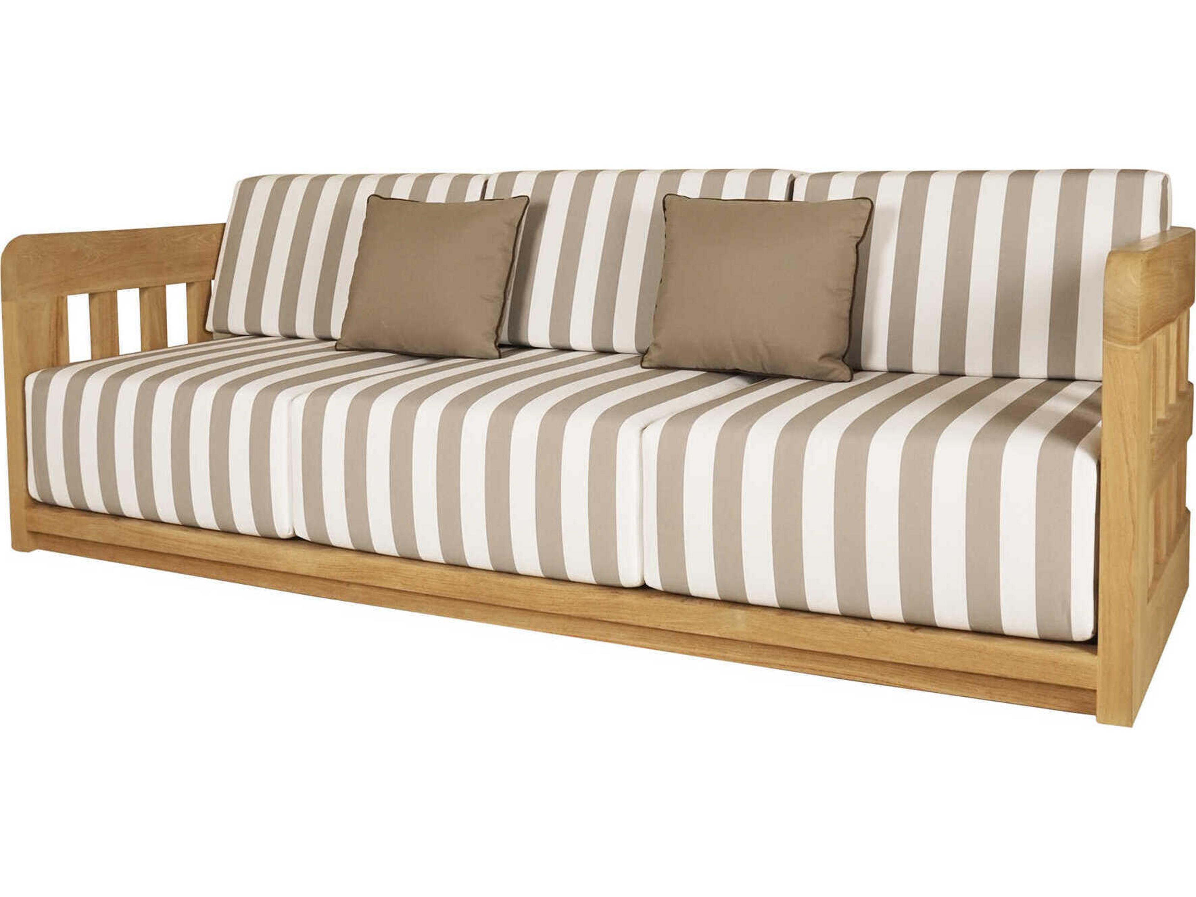 Adelaide White Brown Wood Cushion Sofa