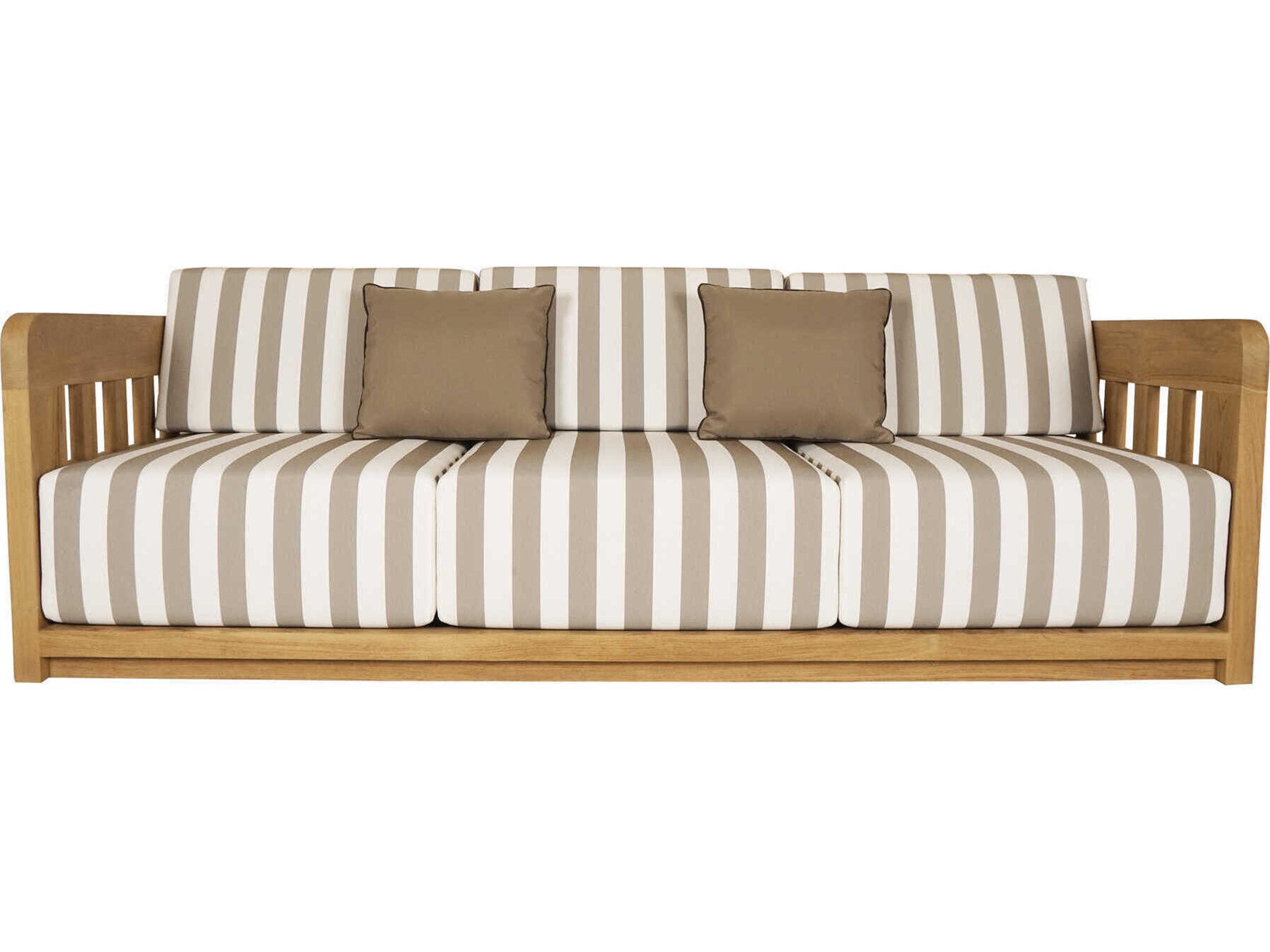 Moe's Home Outdoor Adelaide White Brown Wood Cushion Sofa