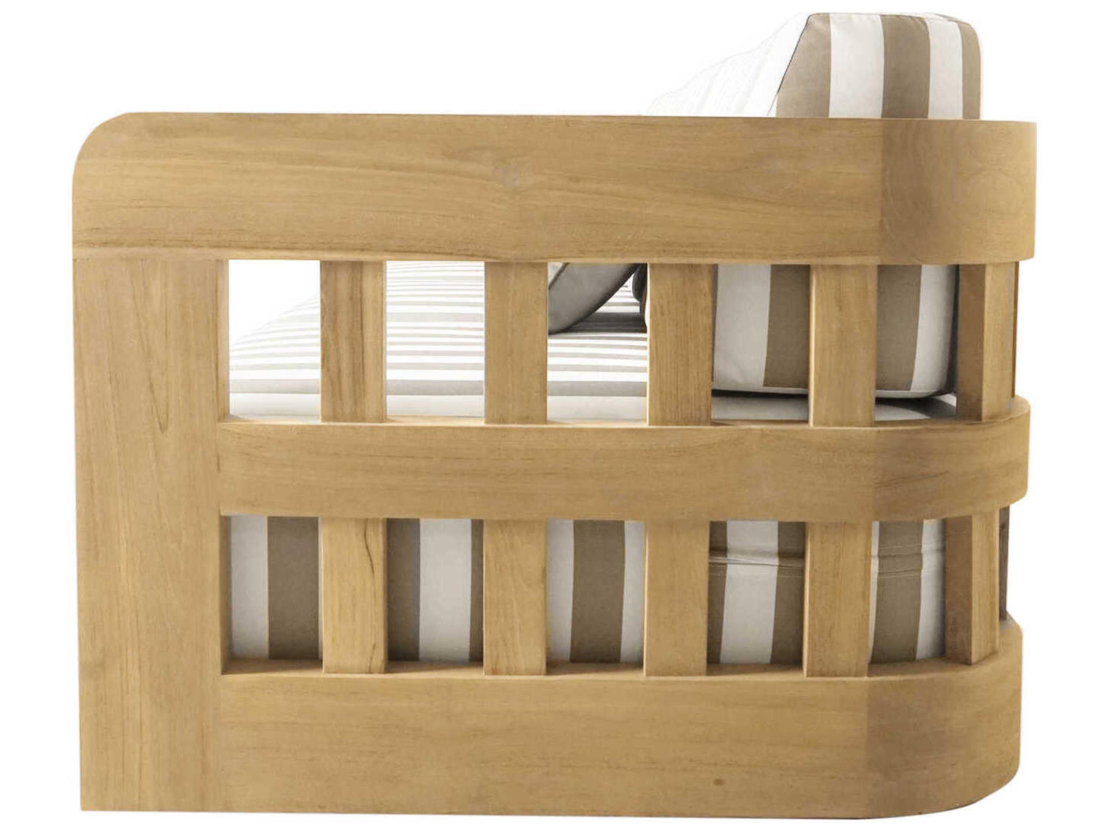 Moe's Home Outdoor Adelaide White Brown Wood Cushion Sofa