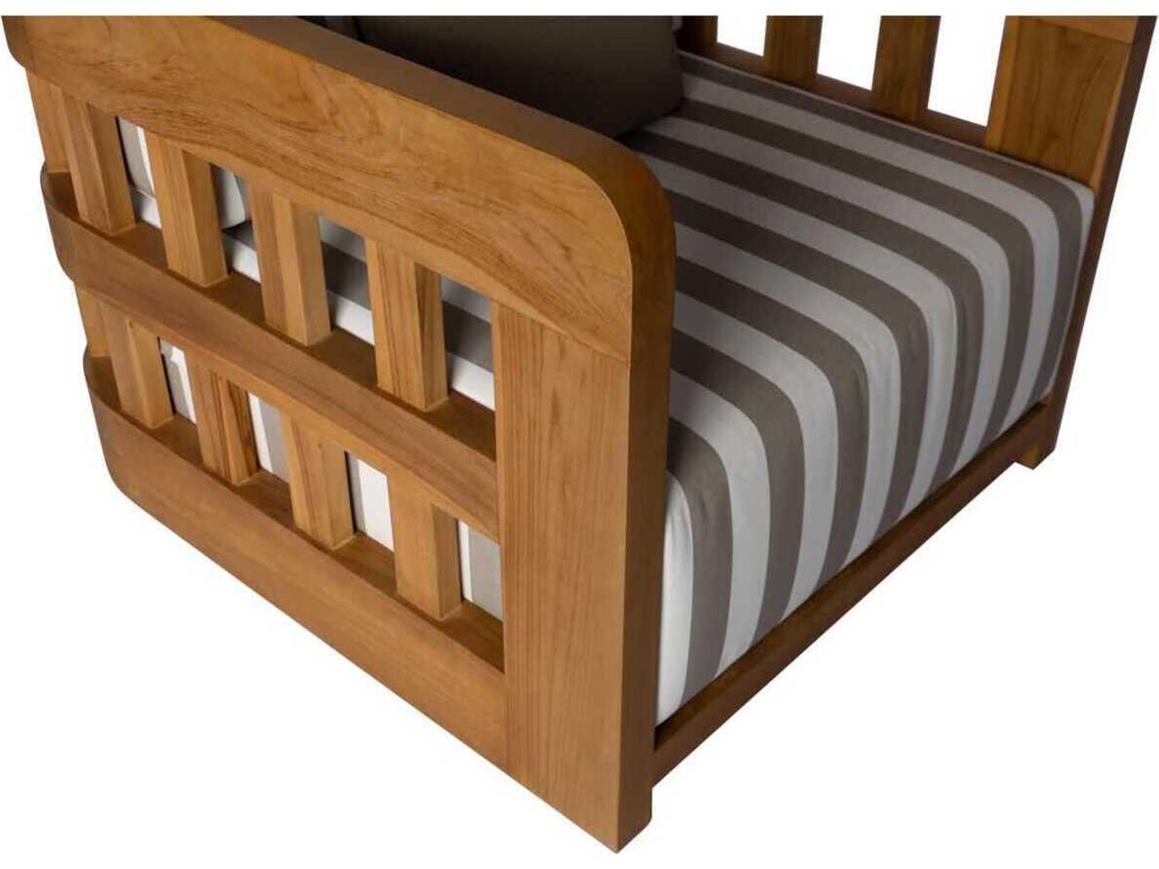 Moe's Home Outdoor Adelaide White - Brown Wood Cushion Lounge Chair