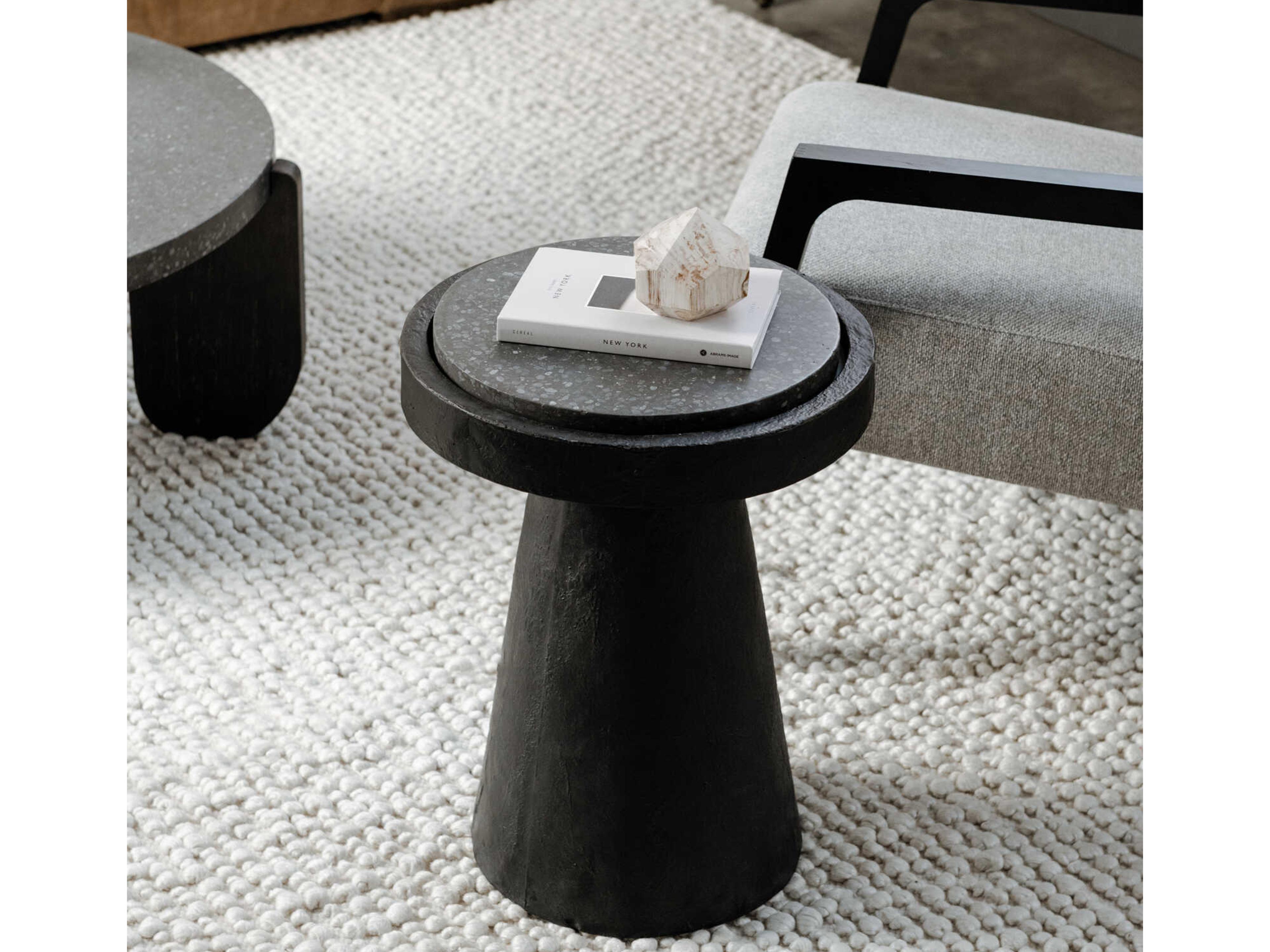 Moe's Home Outdoor Book Black Concrete Round End Table
