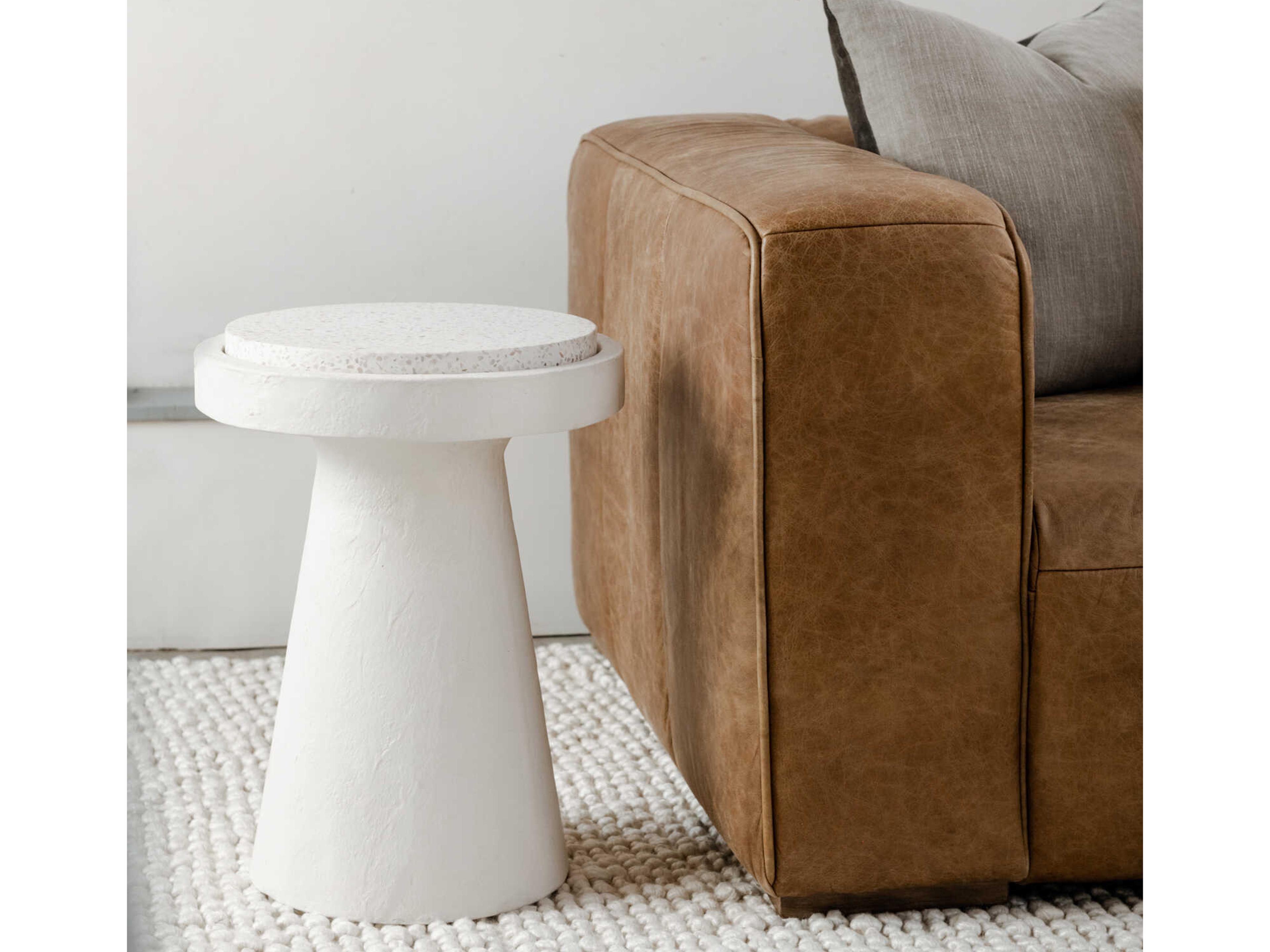 Moe's Home Outdoor Book White Concrete Round End Table