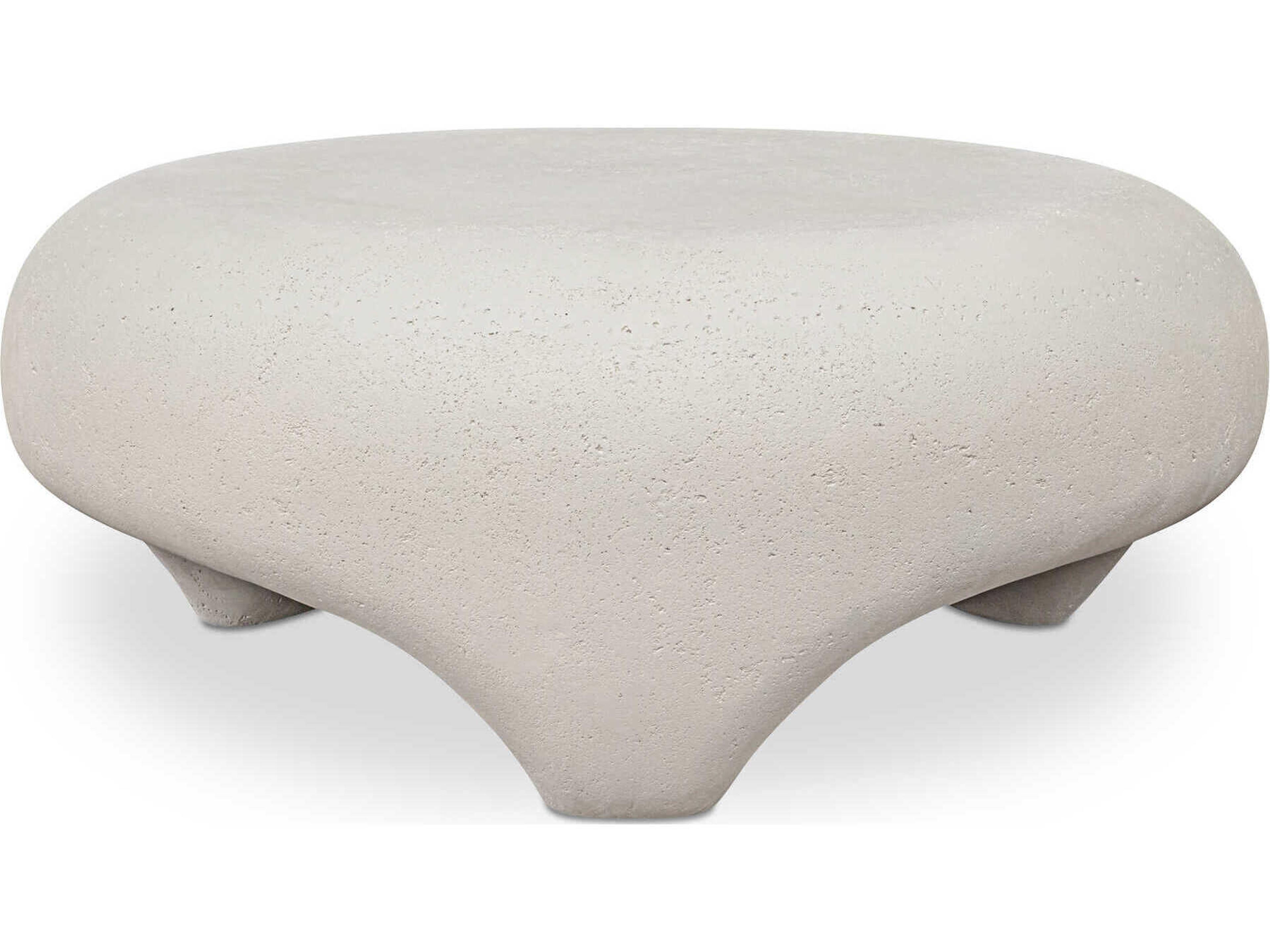 Ines White Concrete Round Coffee Table
