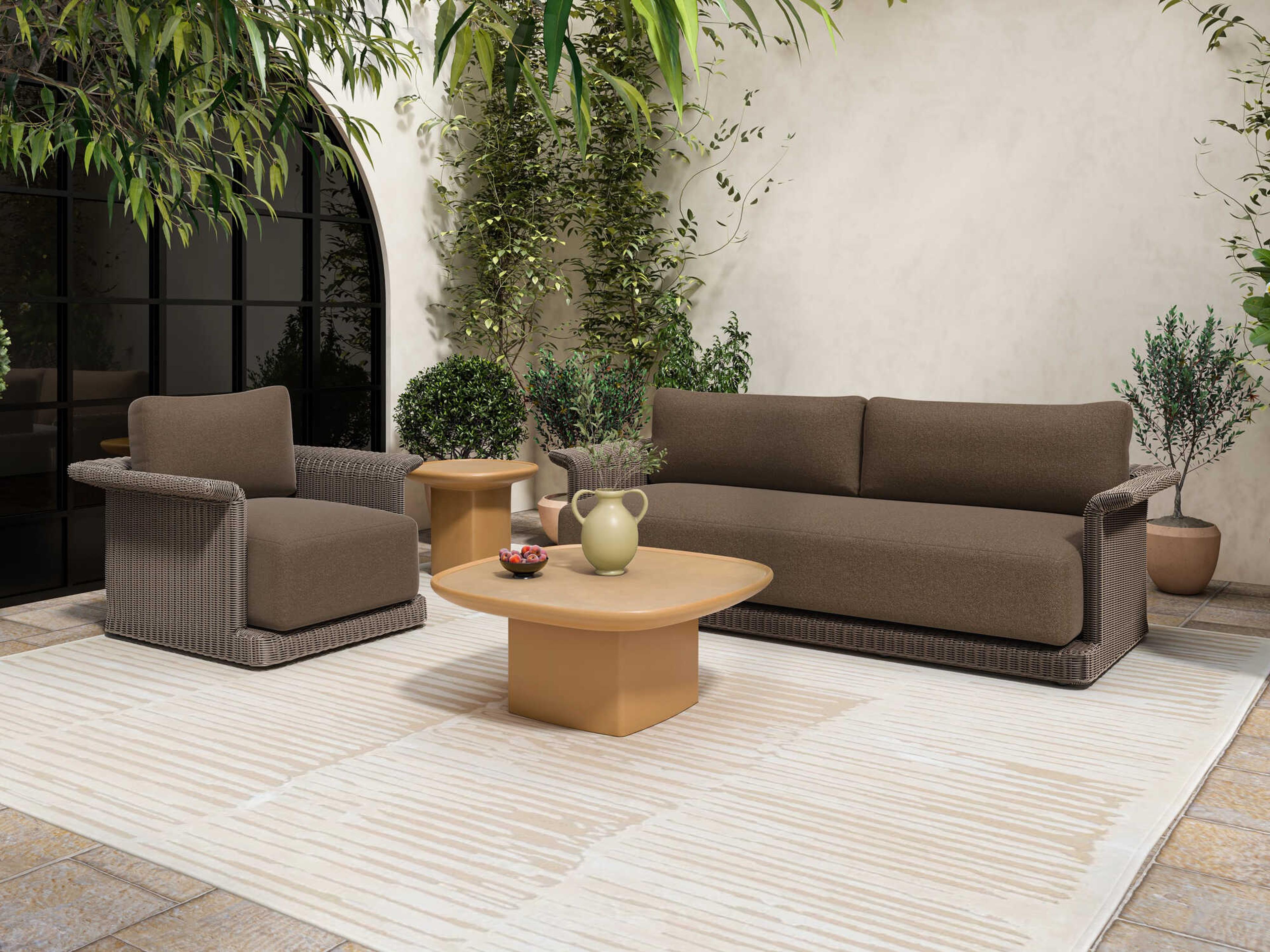 Moe's Home Outdoor Manon Yellow Concrete Round End Table