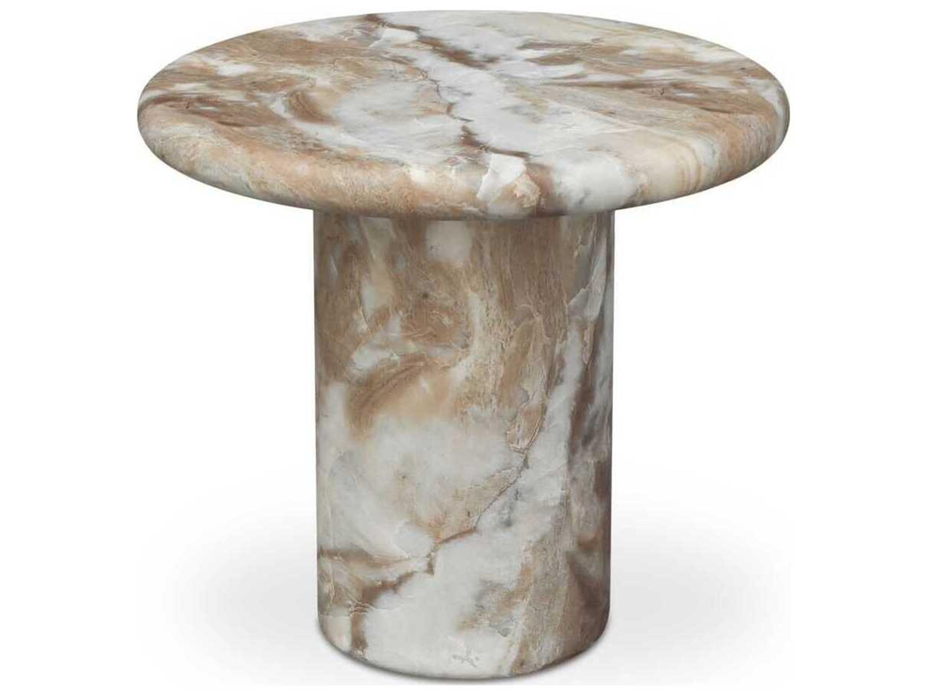 Moe's Home Outdoor Frida Brown Concrete Round End Table
