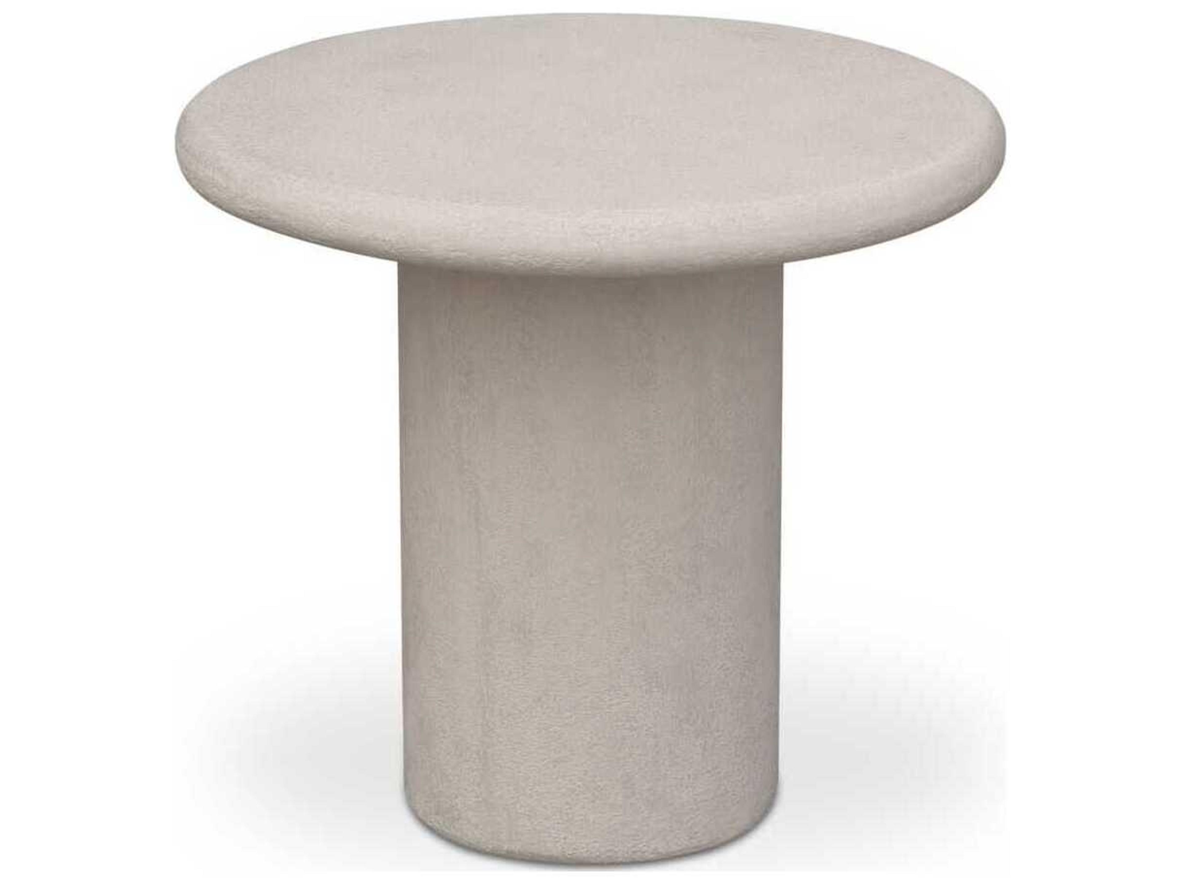 Moe's Home Outdoor Frida White Concrete Round End Table