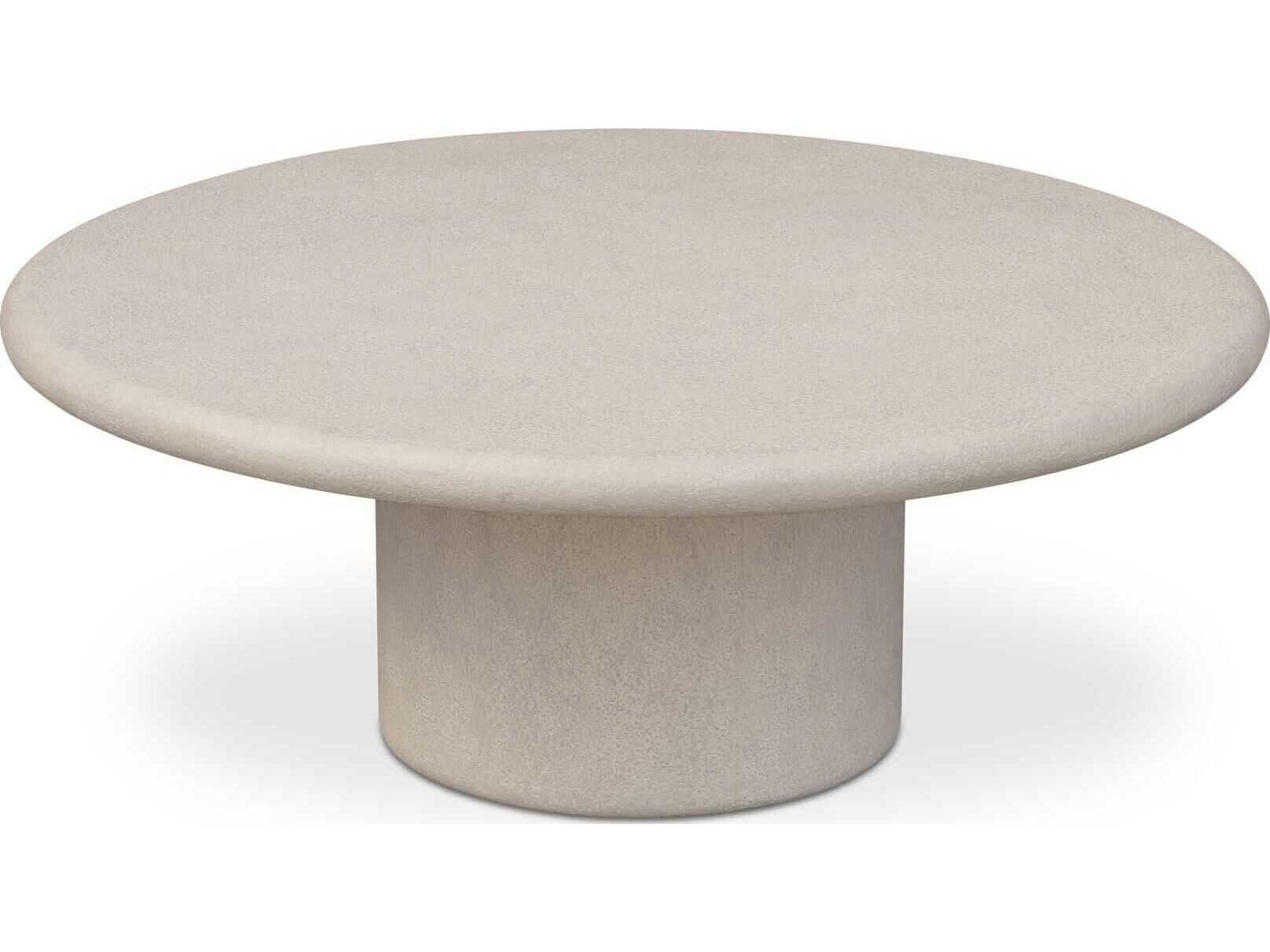 Moe's Home Outdoor Frida White Concrete Round Coffee Table