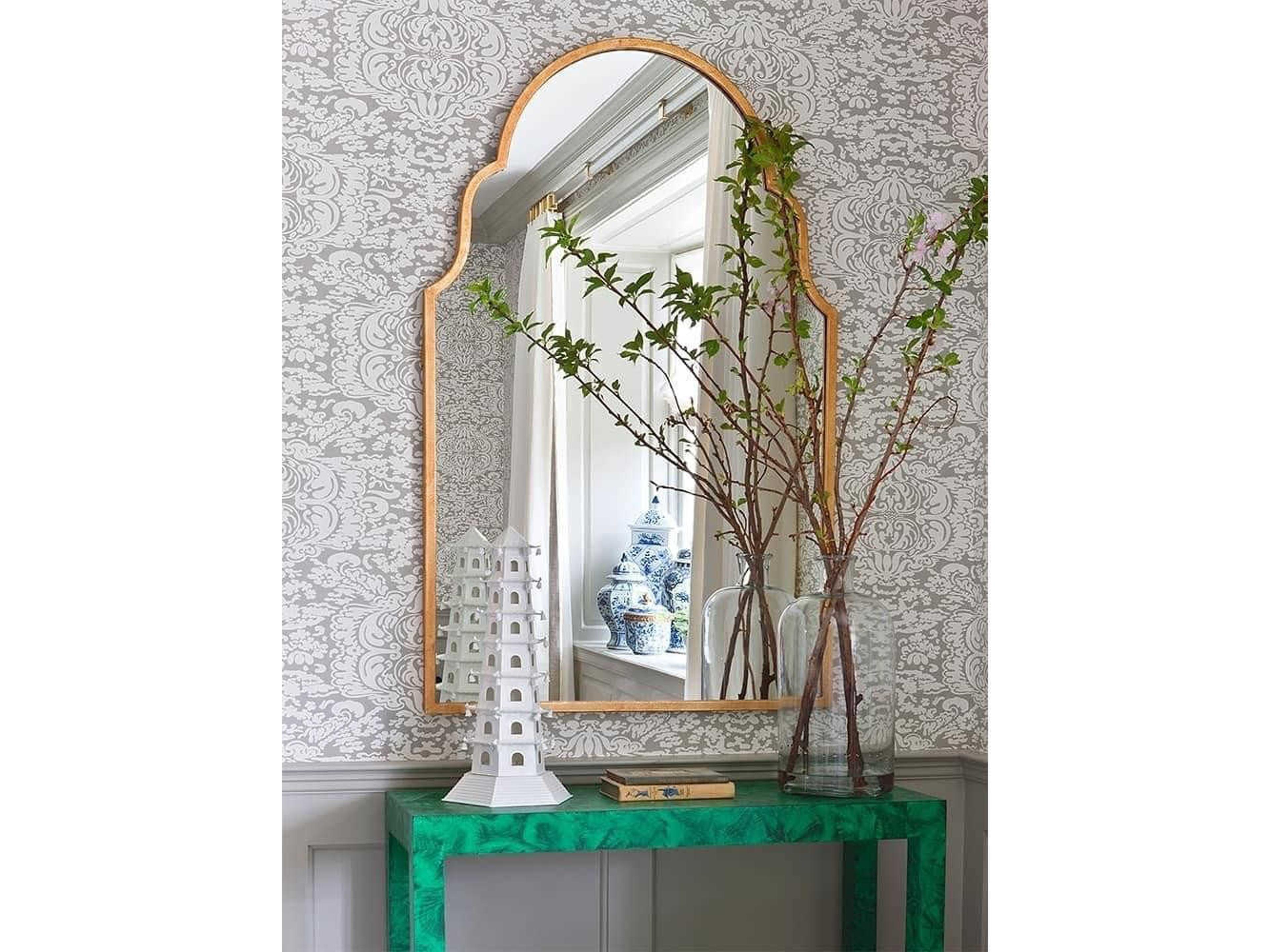 Mirror Home Antiqued Gold Leaf Arch Wall Mirror