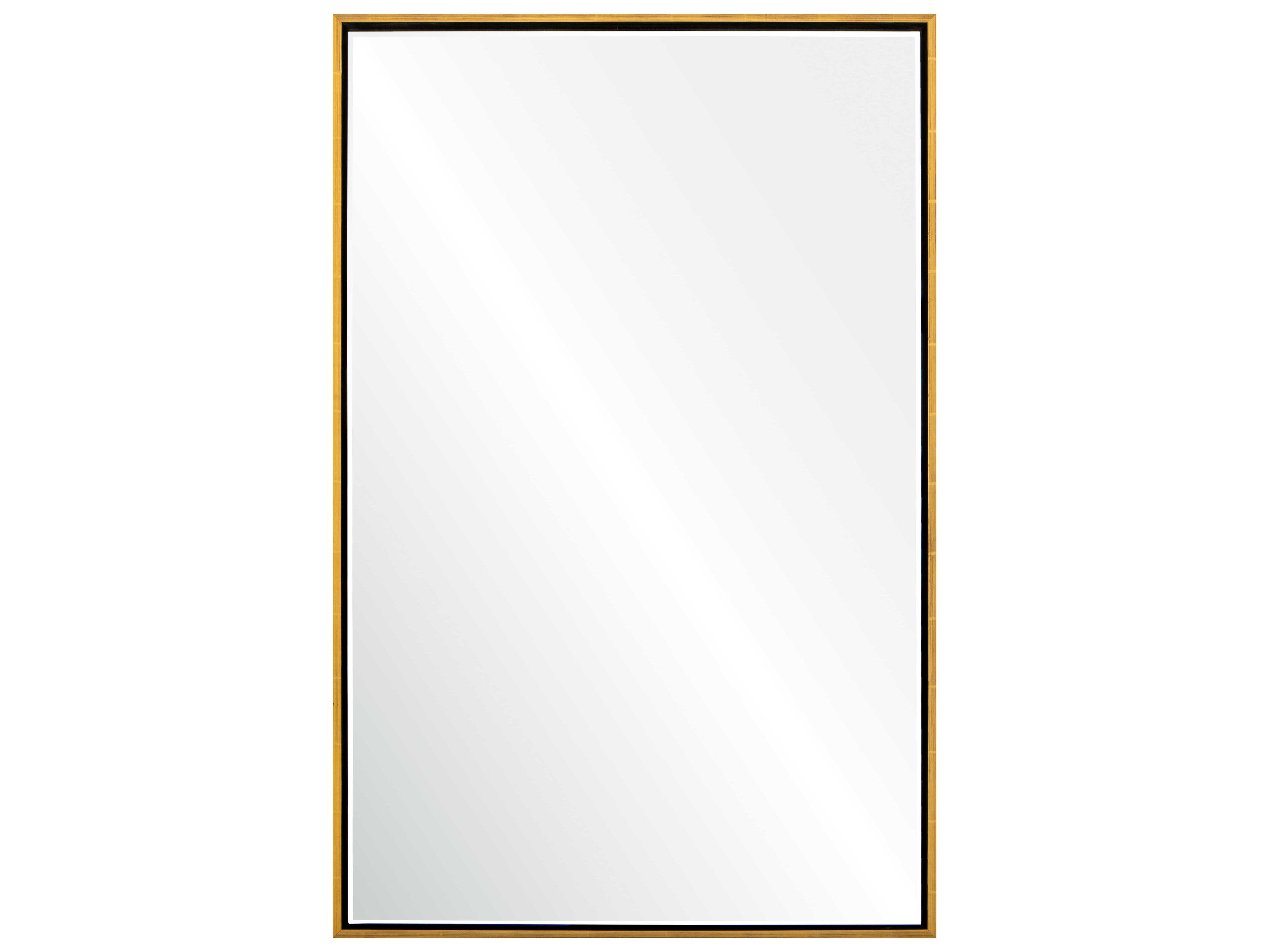 Water Gilded Gold Leaf Ebony Rectangular Wall Mirror