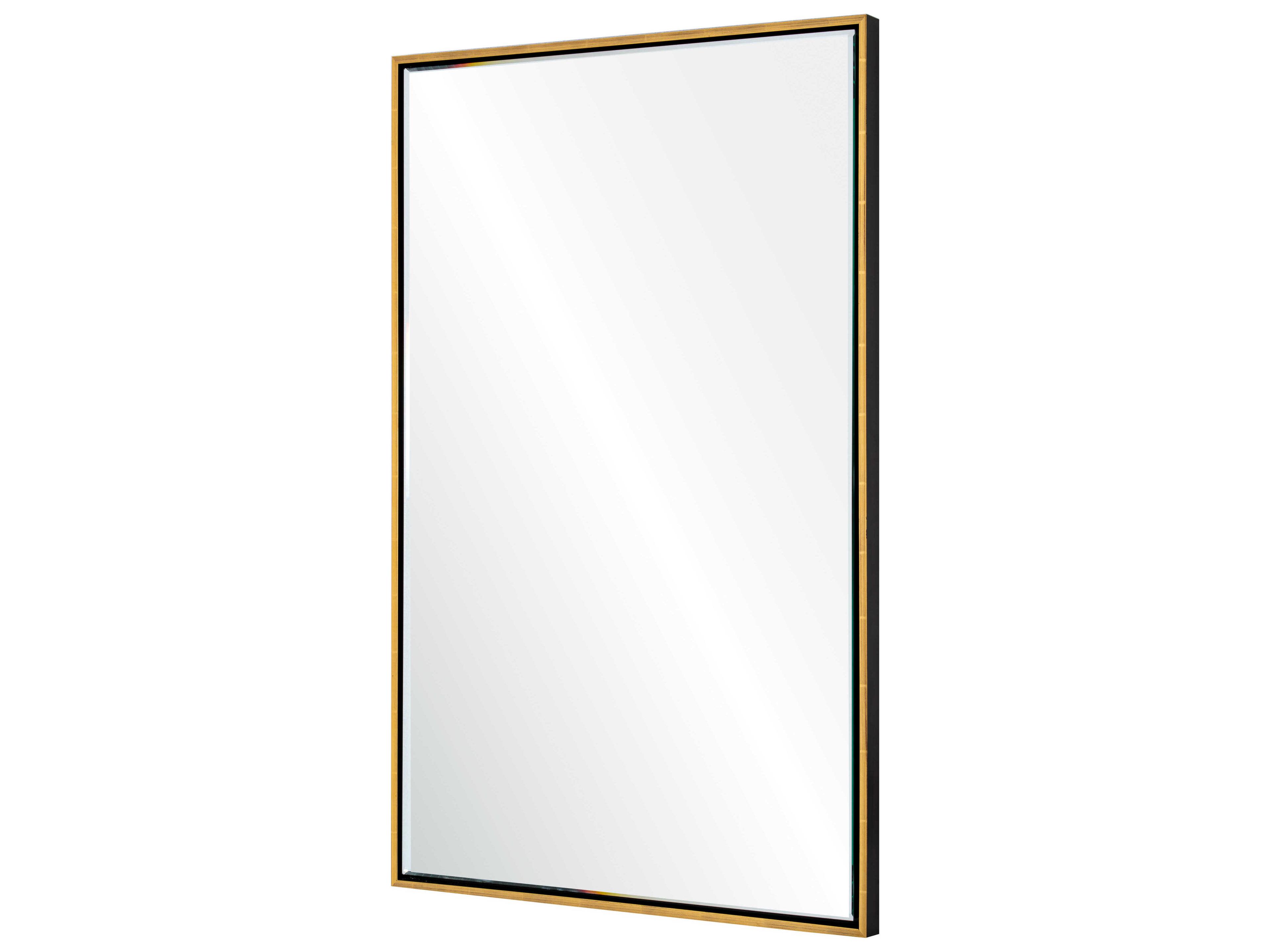 Mirror Home Water Gilded Gold Leaf Ebony Rectangular Wall Mirror