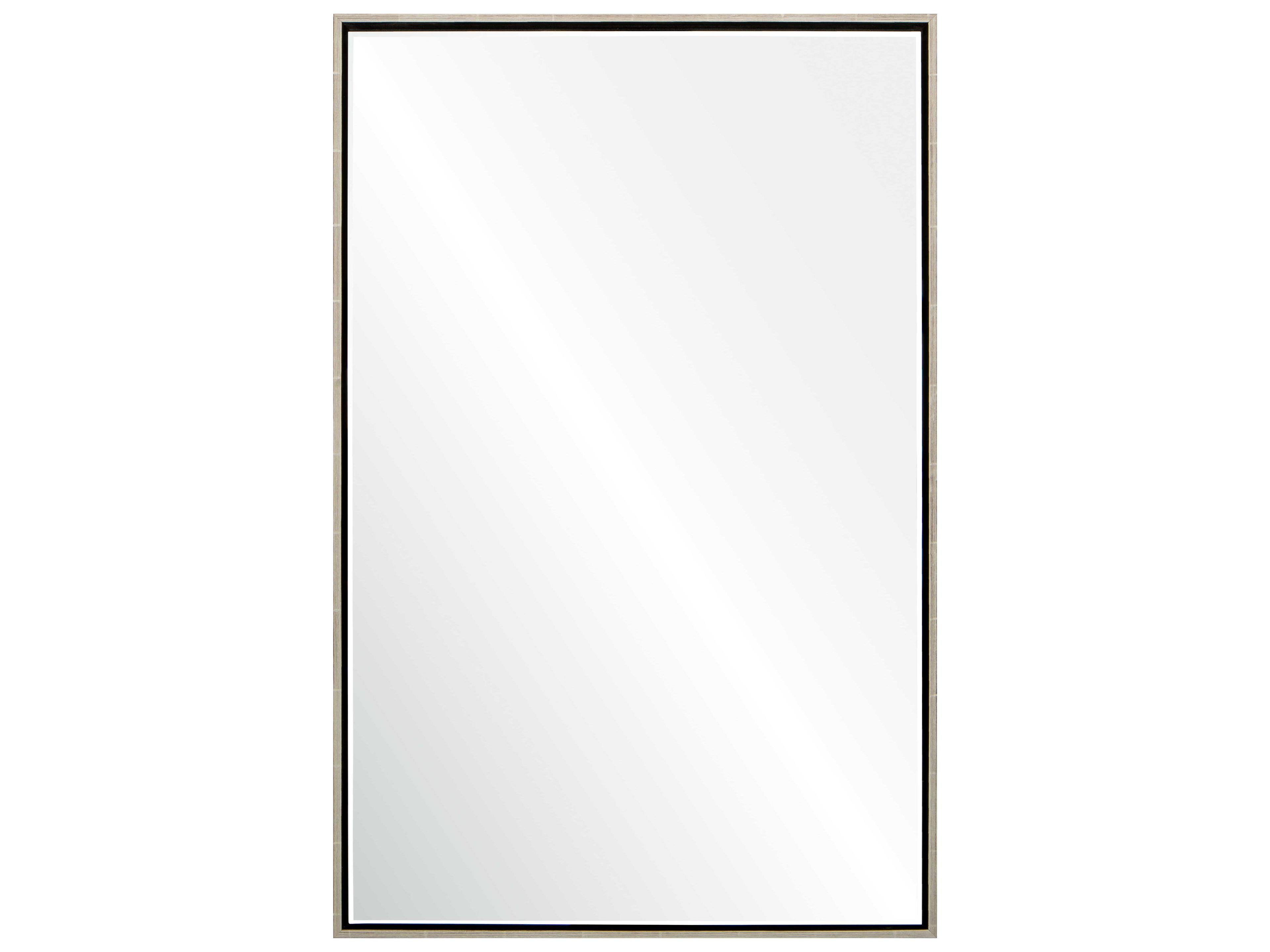 Water Gilded Silver Leaf Ebony Rectangular Wall Mirror