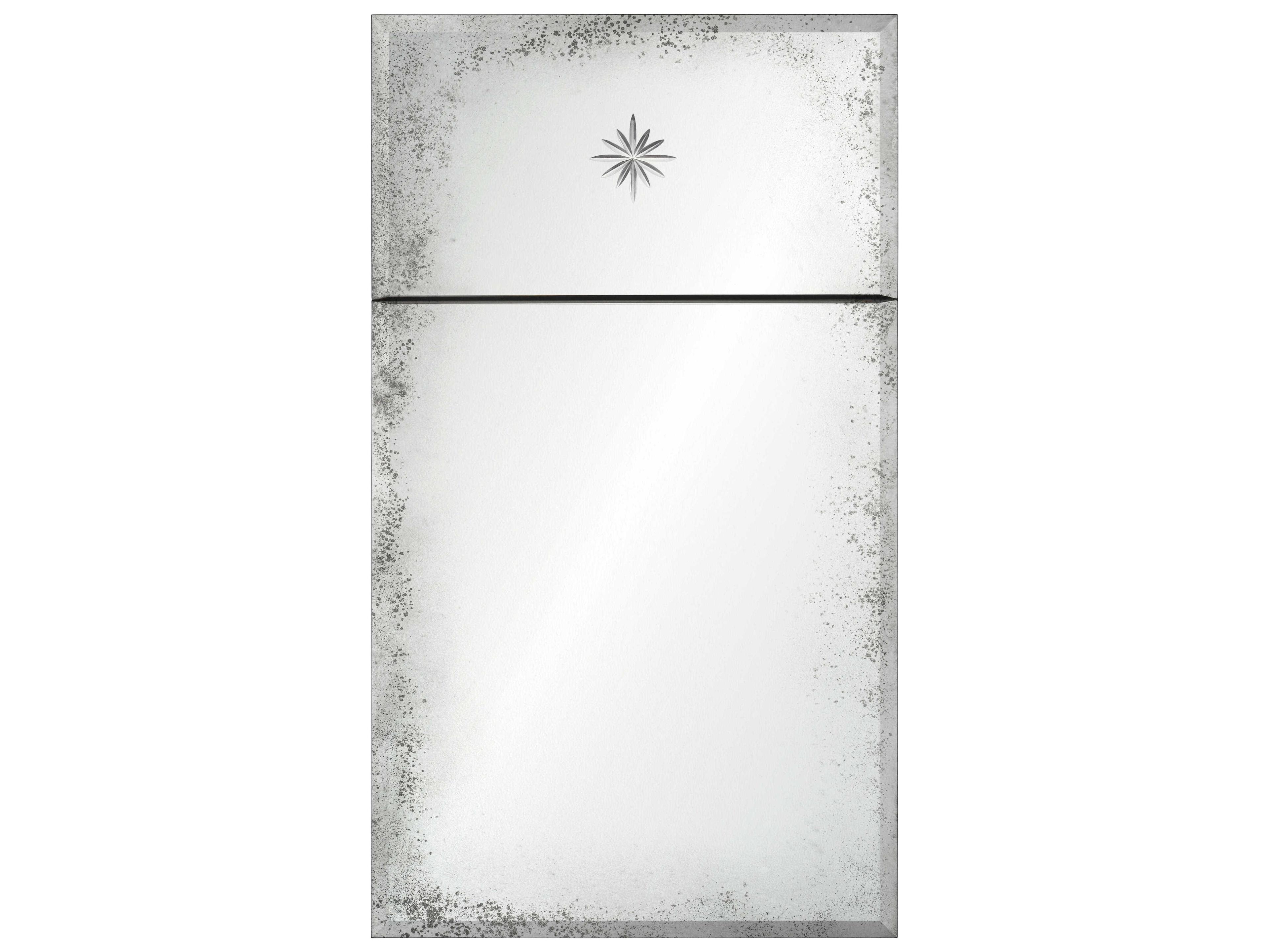 Antiqued Trumeau with Etched Star Rectangular Wall Mirror