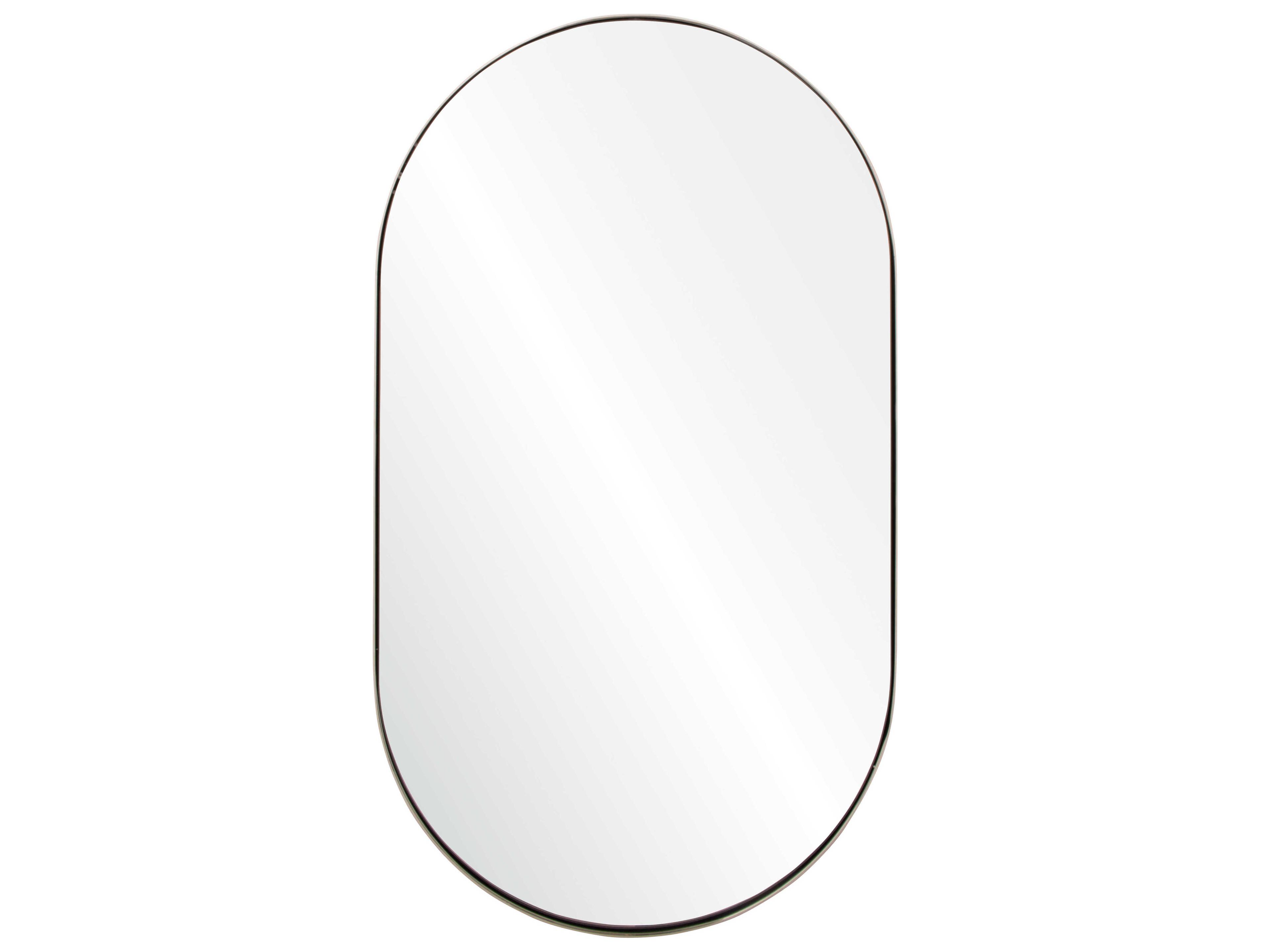 Polished Stainless Steel Oval Wall Mirror