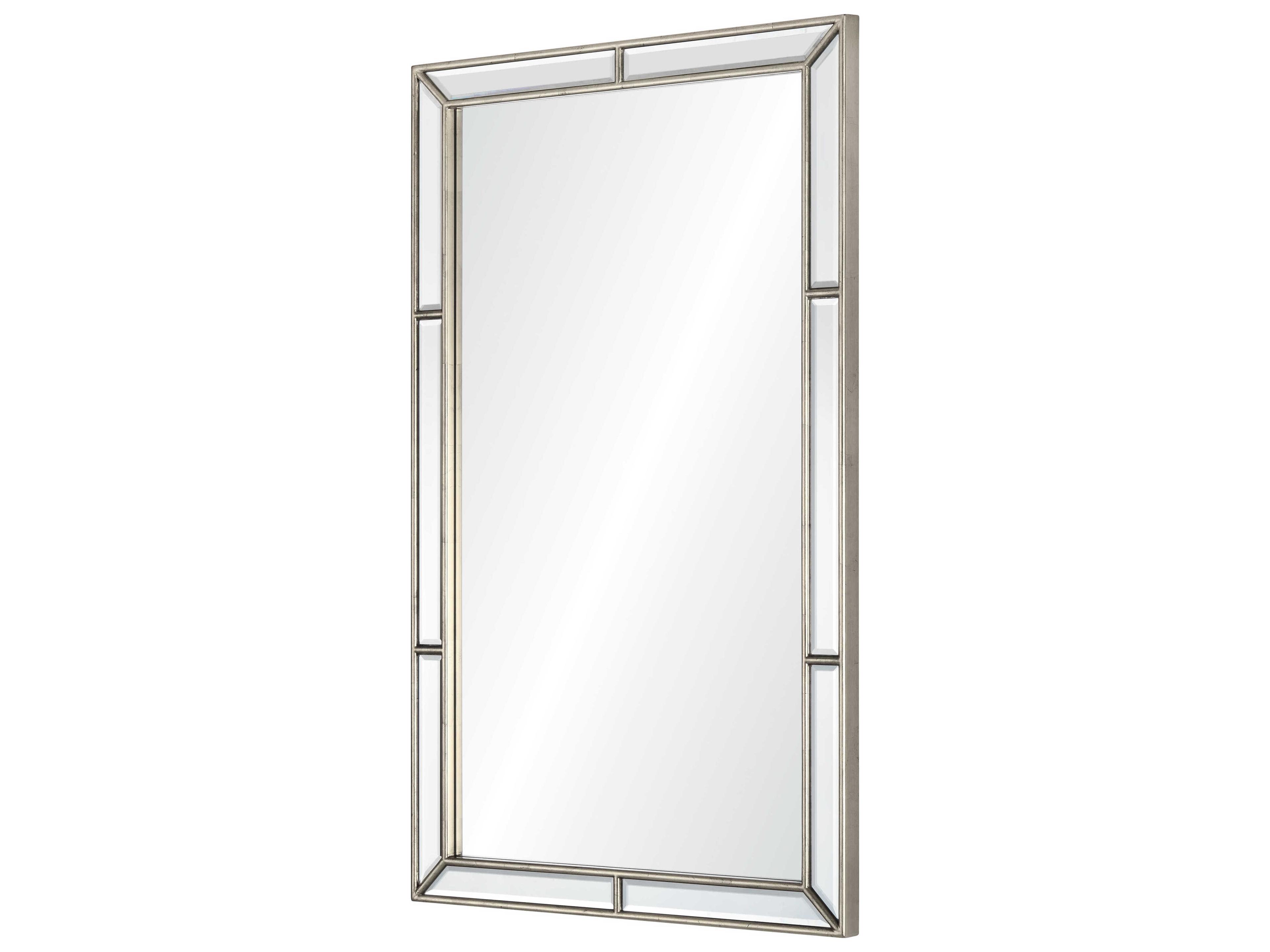 Mirror Home Distressed Silver Leaf Rectangular Wall Mirror