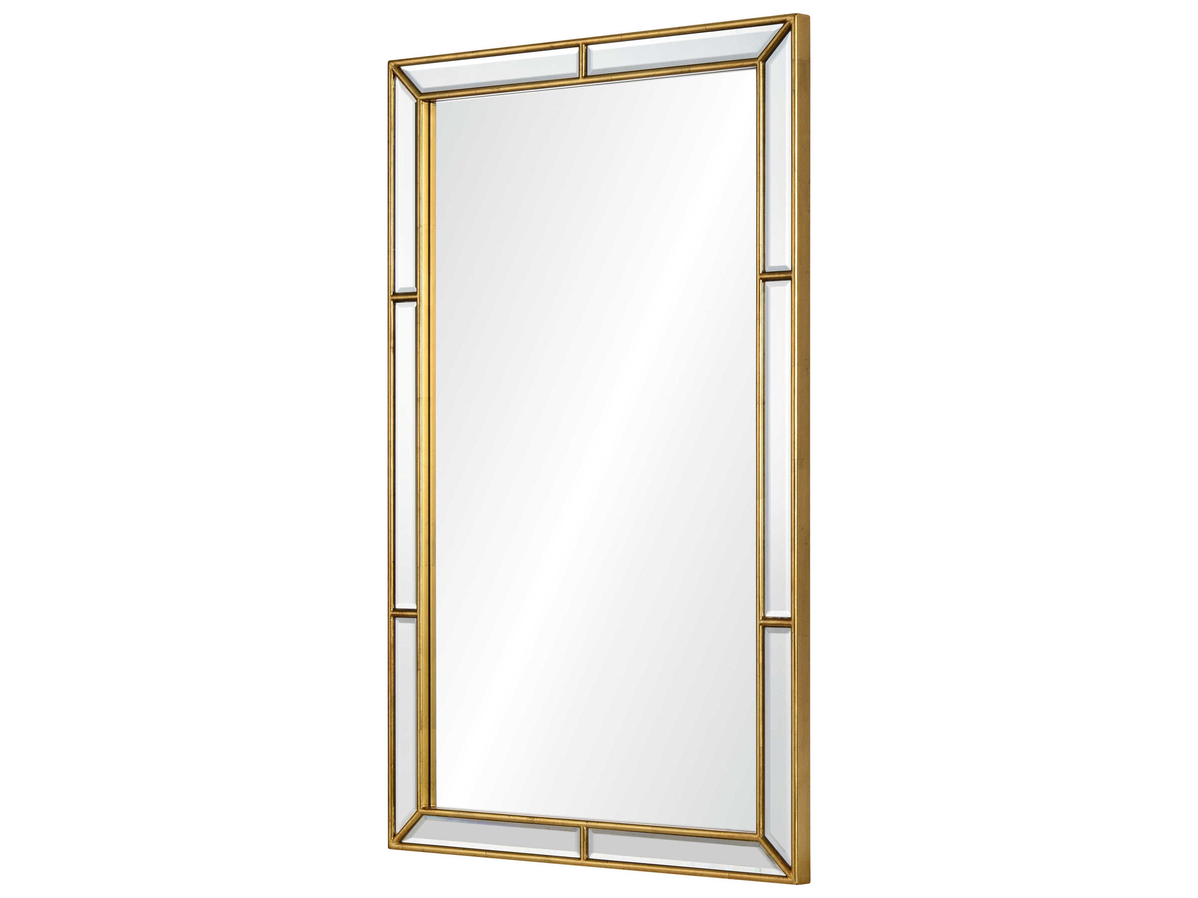 Mirror Home Distressed Gold Leaf Rectangular Wall Mirror
