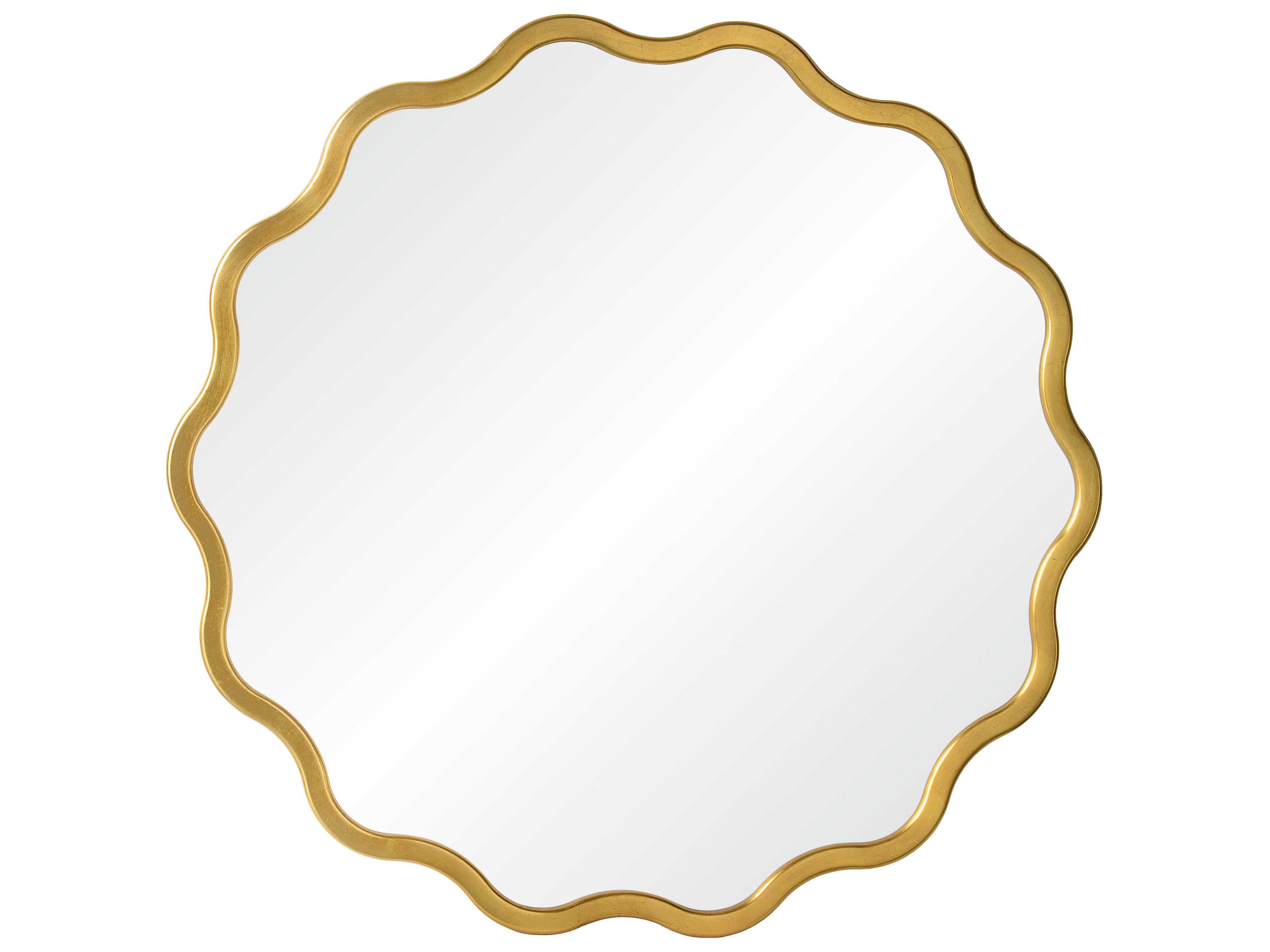 Burnished Gold Leaf Round Wall Mirror