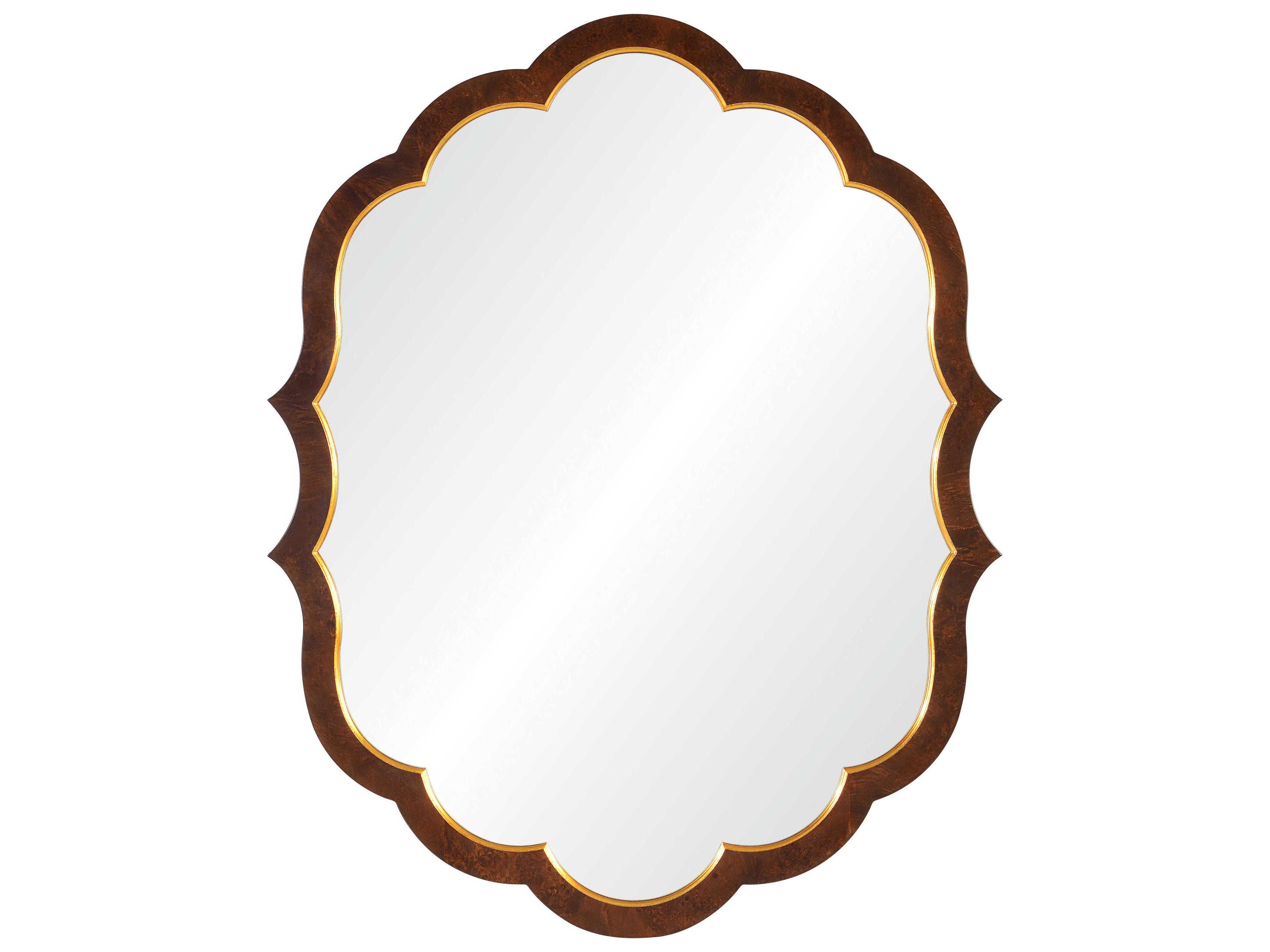 Bunny Williams Walnut Burl Wood Distressed Gold Leaf Wall Mirror