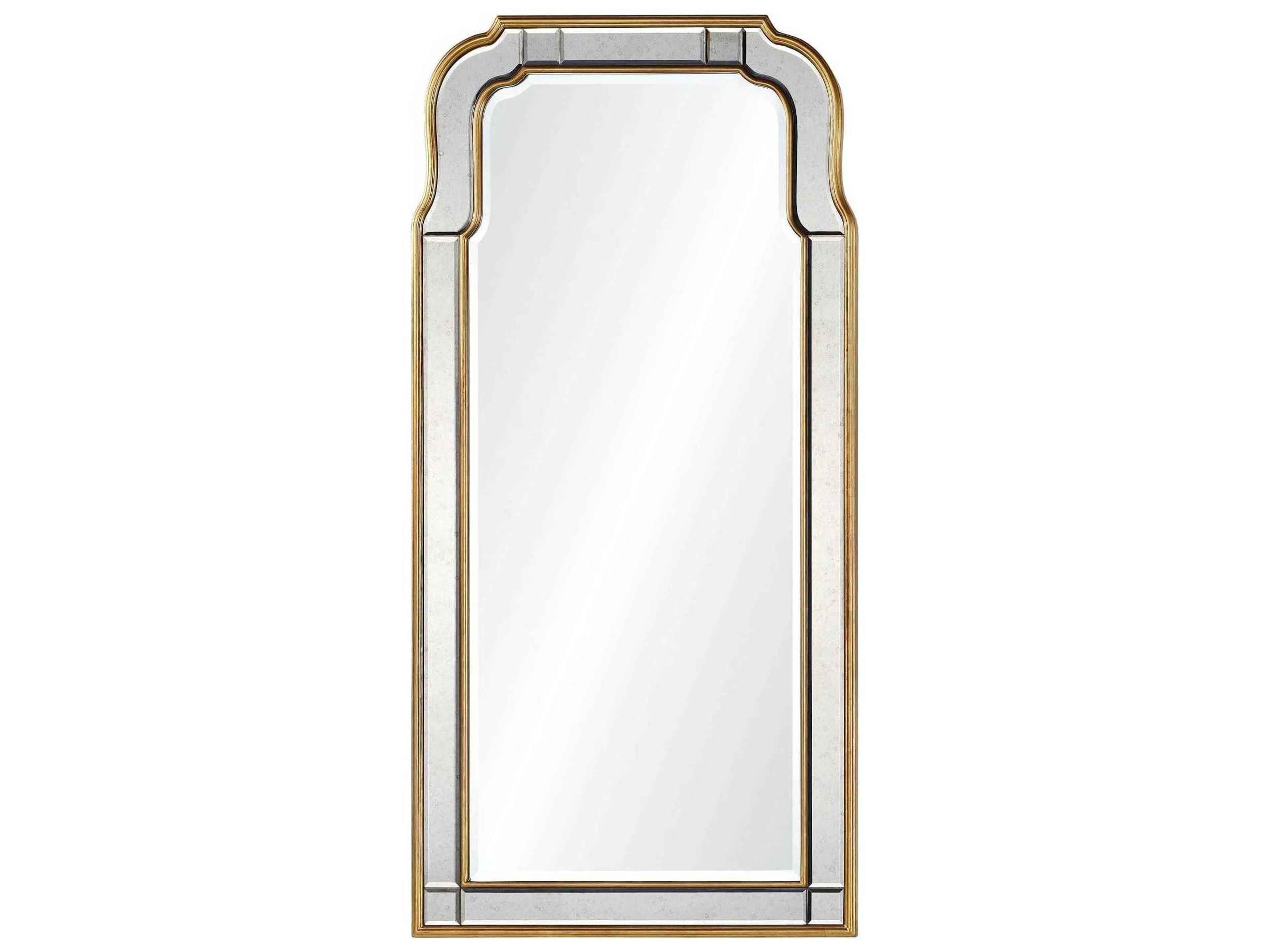 Michael S. Smith Antiqued Gold Leaf Queen Anne Wall Mirror