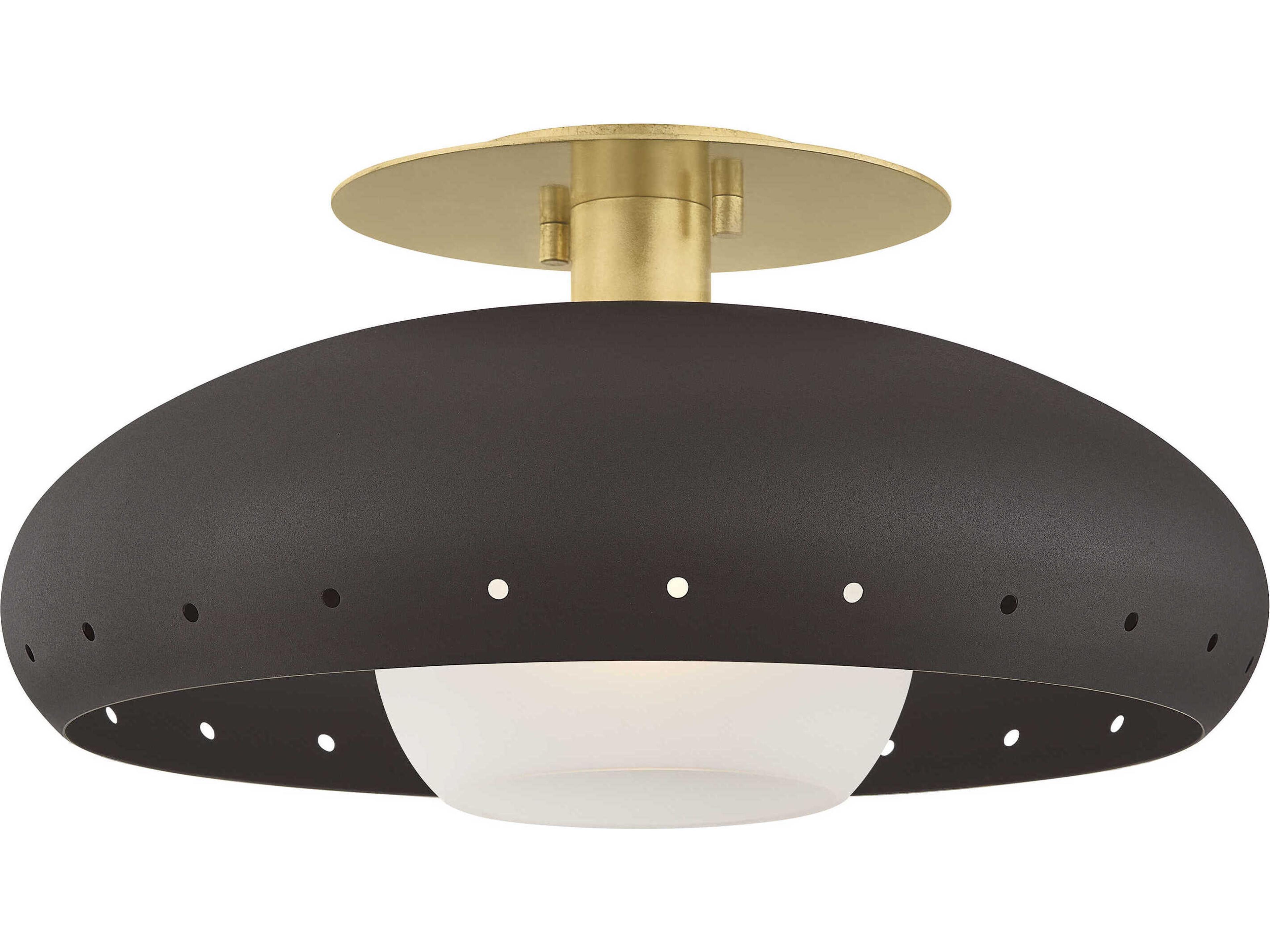 Kimber 1-Light Aged Brass Textured Bronze Round Semi Flush Mount