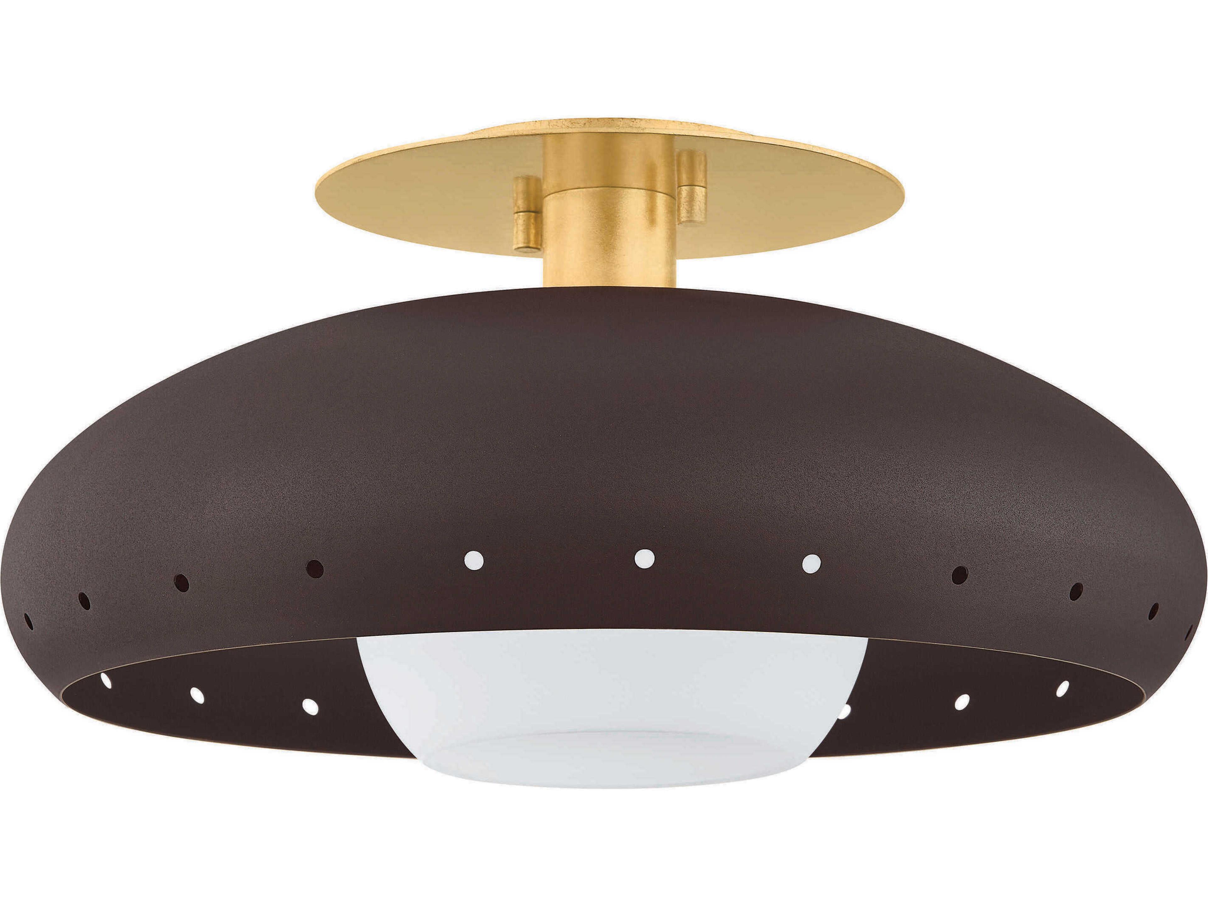 Mitzi Kimber 1-Light Aged Brass Textured Bronze Round Semi Flush Mount