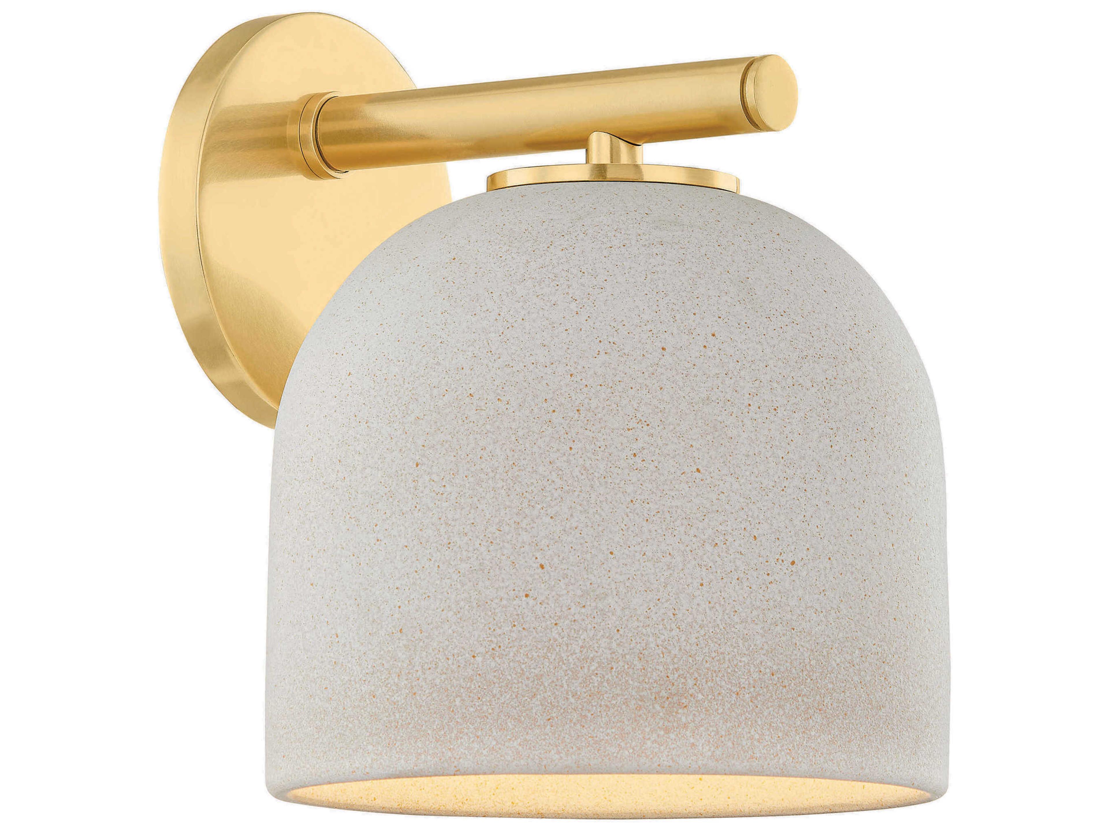 Mitzi Cara 1-Light Aged Brass Ceramic Cream Pebble Wall Sconce
