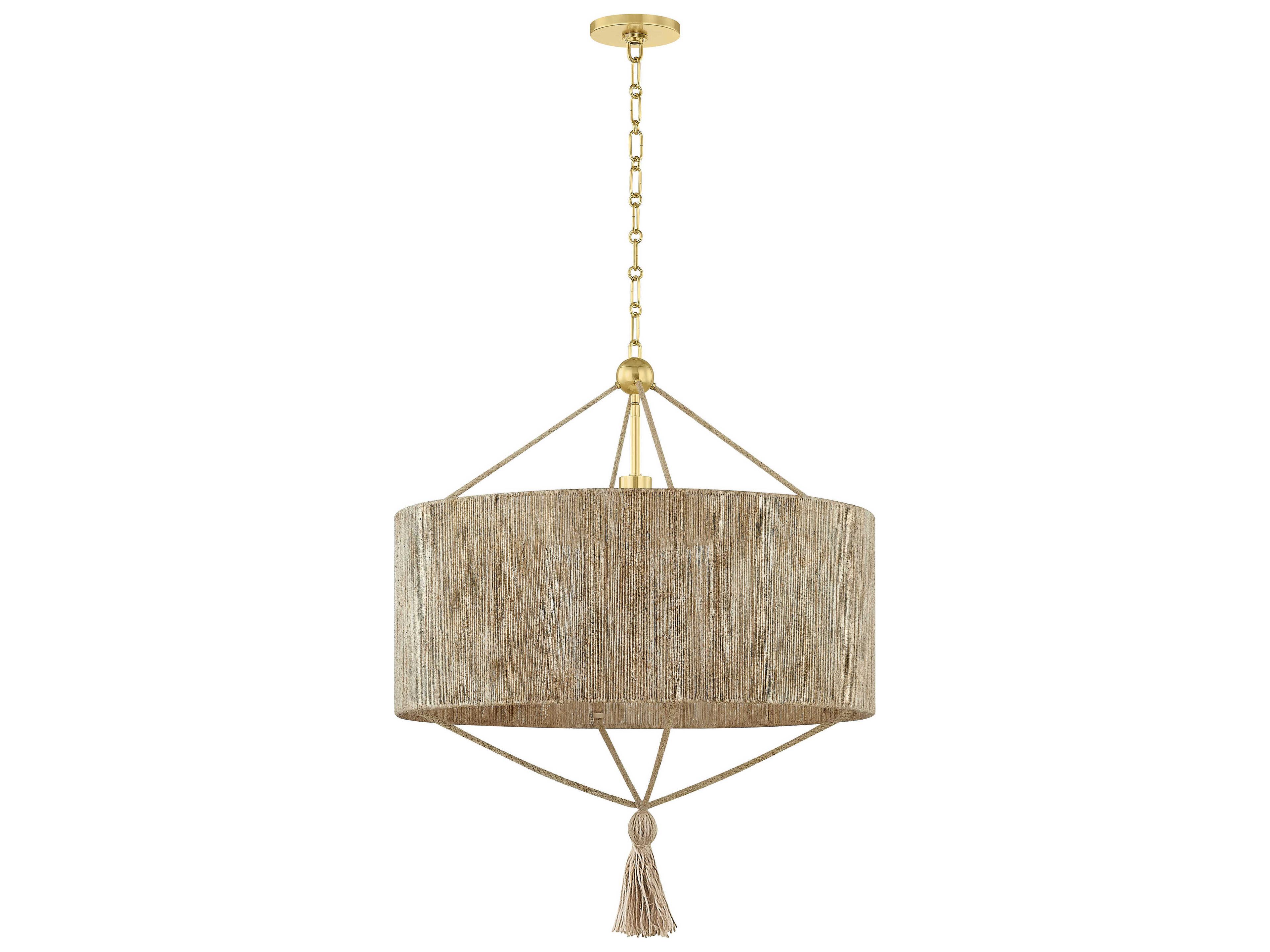 Mitzi Mandy Cheng Reyn 1-Light Aged Brass Drum Lantern Pendant