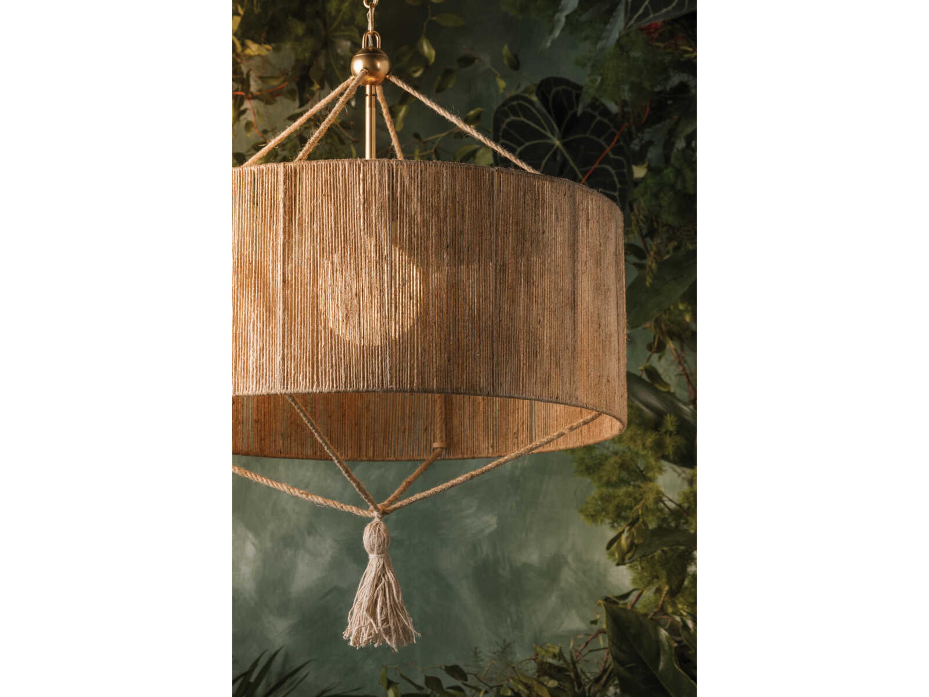 Mitzi Mandy Cheng Reyn 1-Light Aged Brass Drum Lantern Pendant