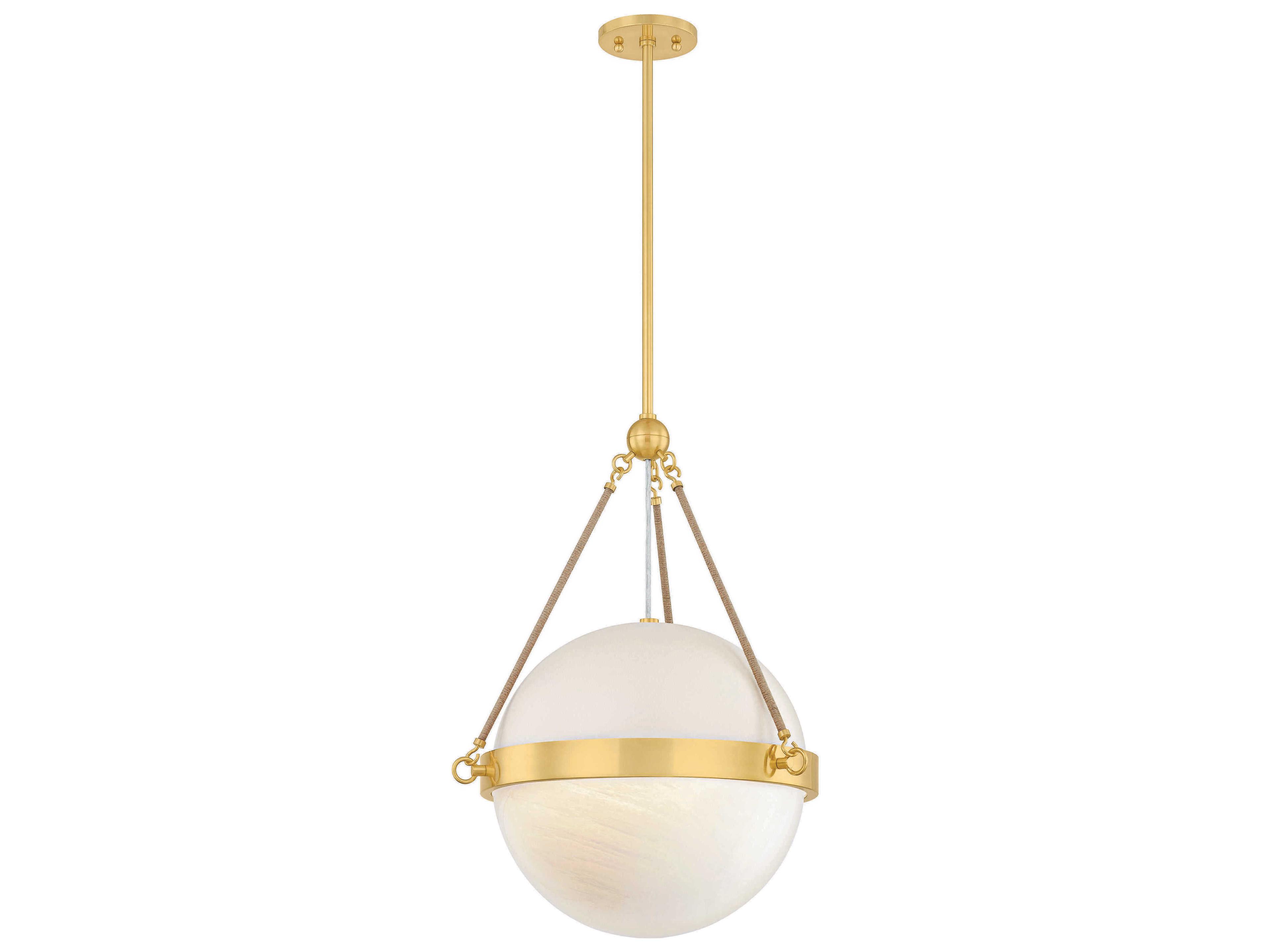 Mandy Cheng Abbie 1-Light Aged Brass Soft Bisque Globe Pendant