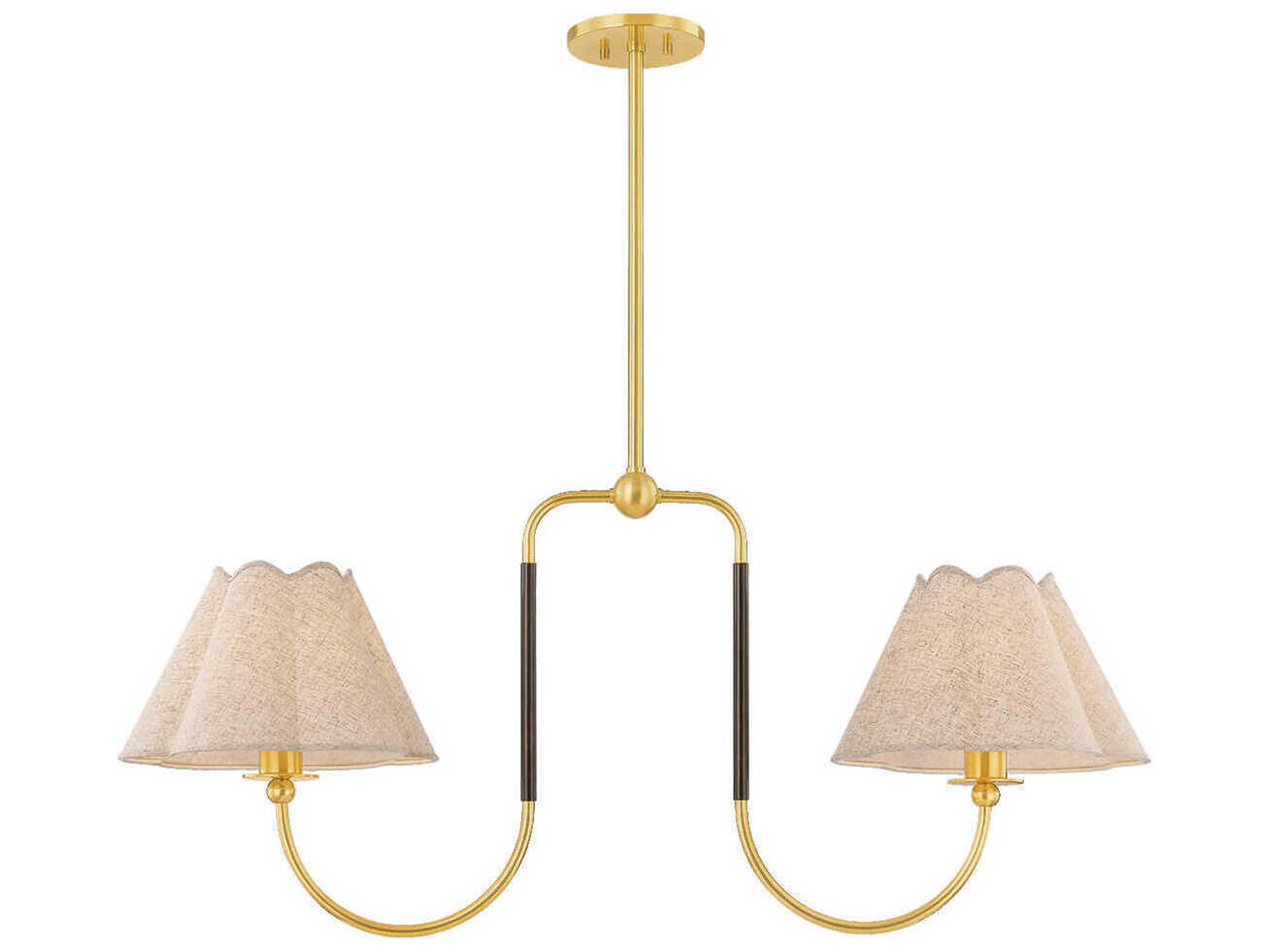 Mandy Cheng Janie 2-Light Aged Brass True Bronze Island Pendant