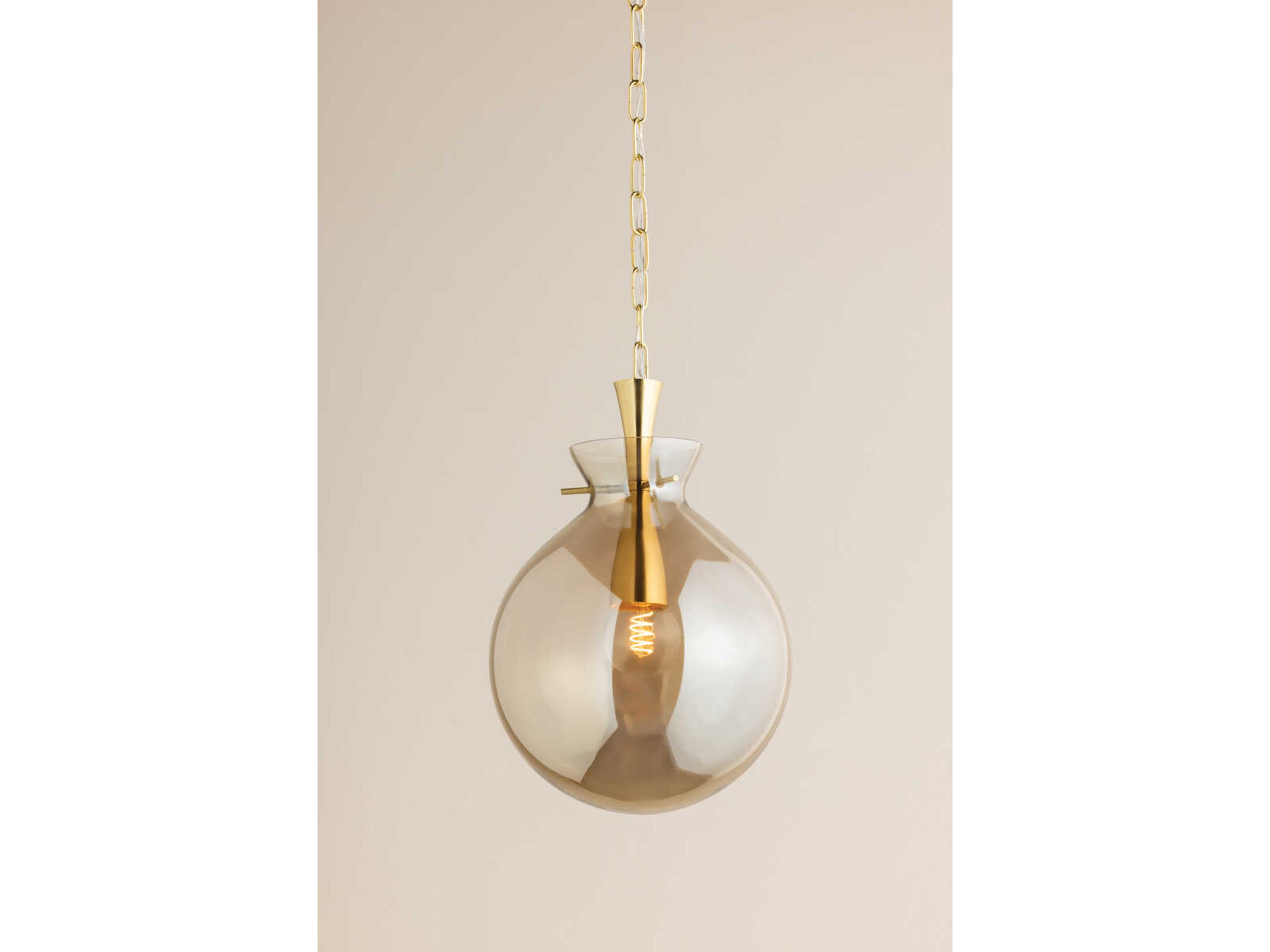 Mitzi Benita 1-Light Aged Brass Globe Pendant