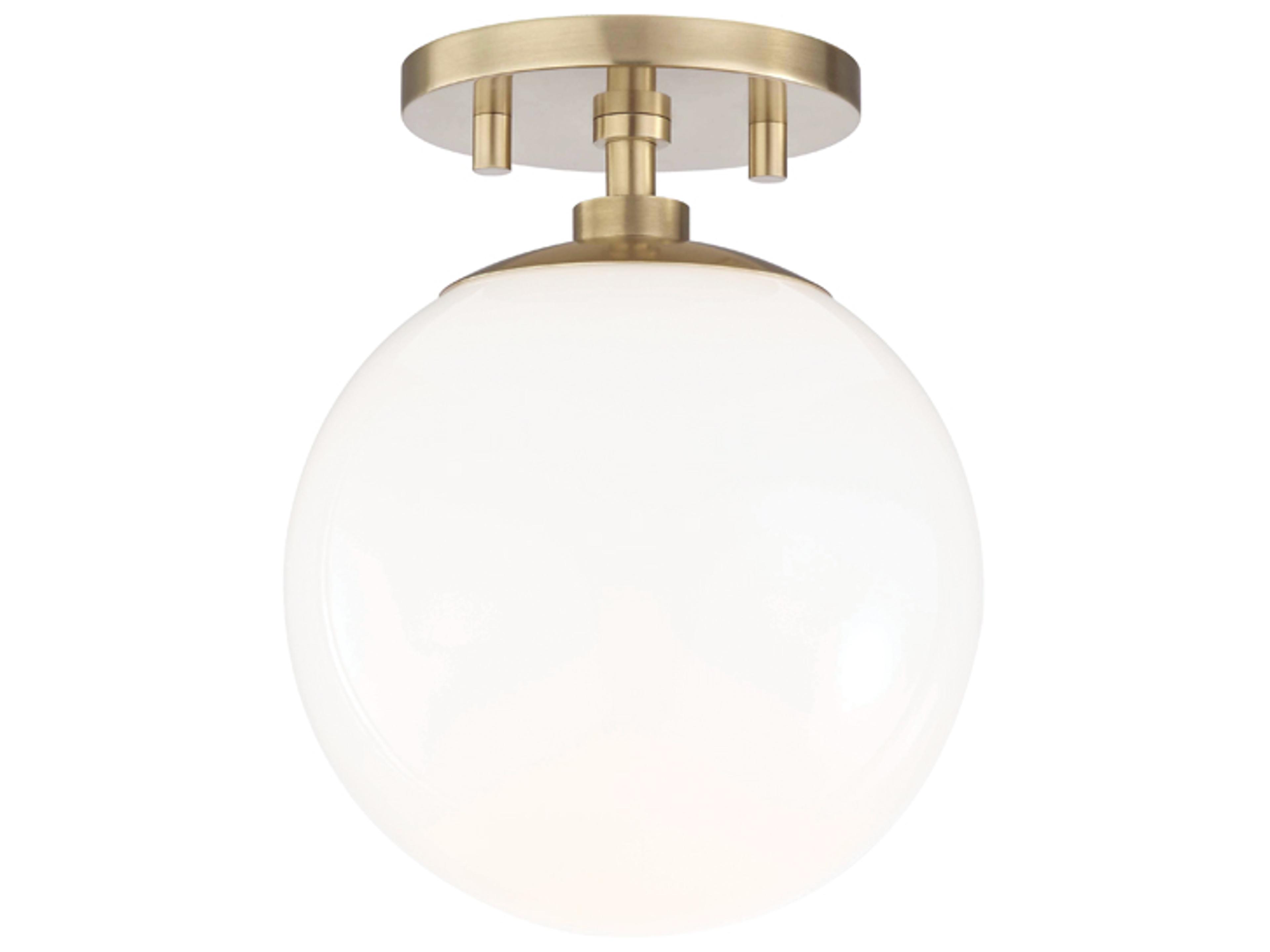 Stella Semi-Flush Ceiling Light in Aged Brass