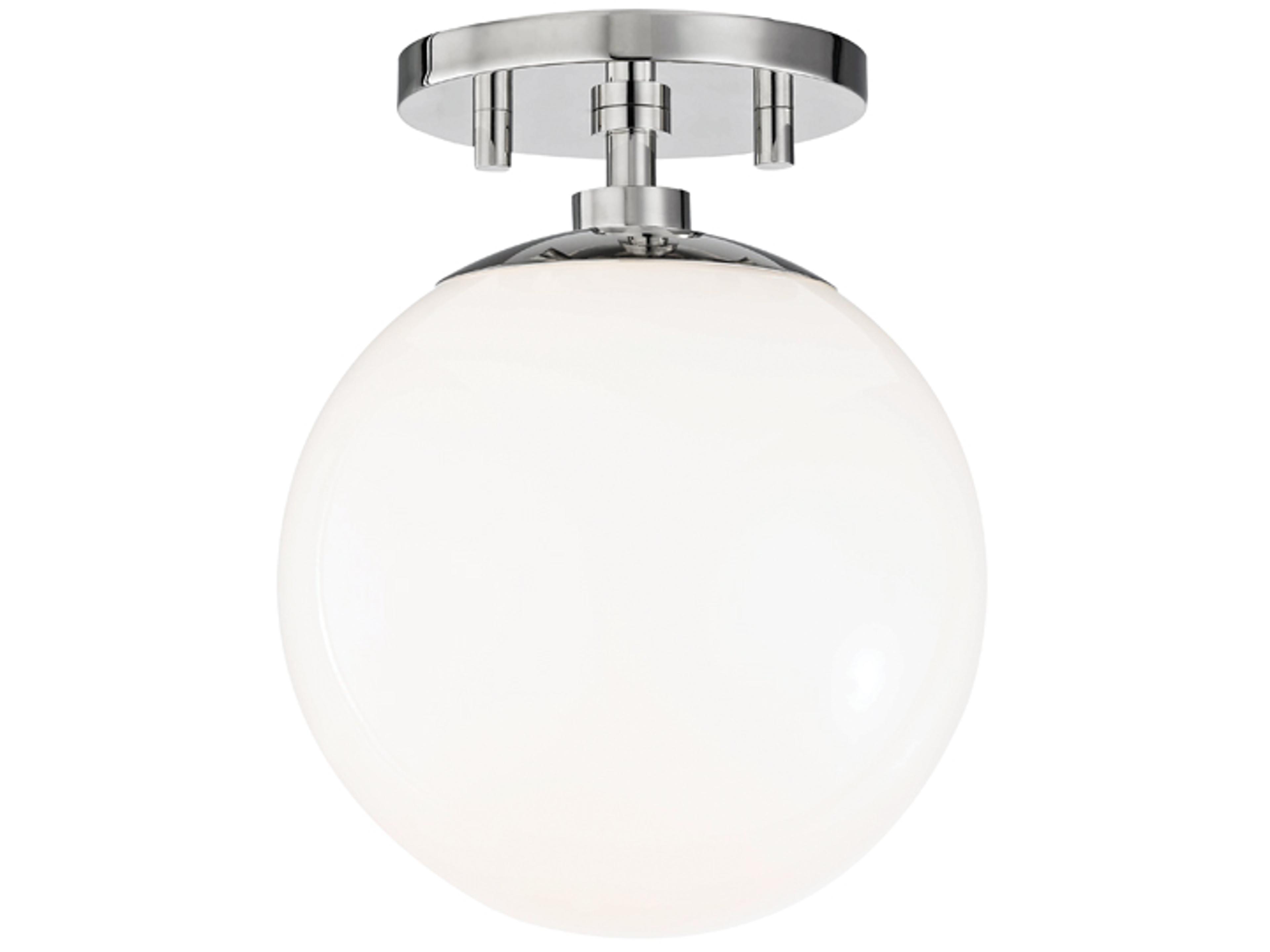 Stella 1-Light Polished Nickel Glass Globe Semi Flush Mount