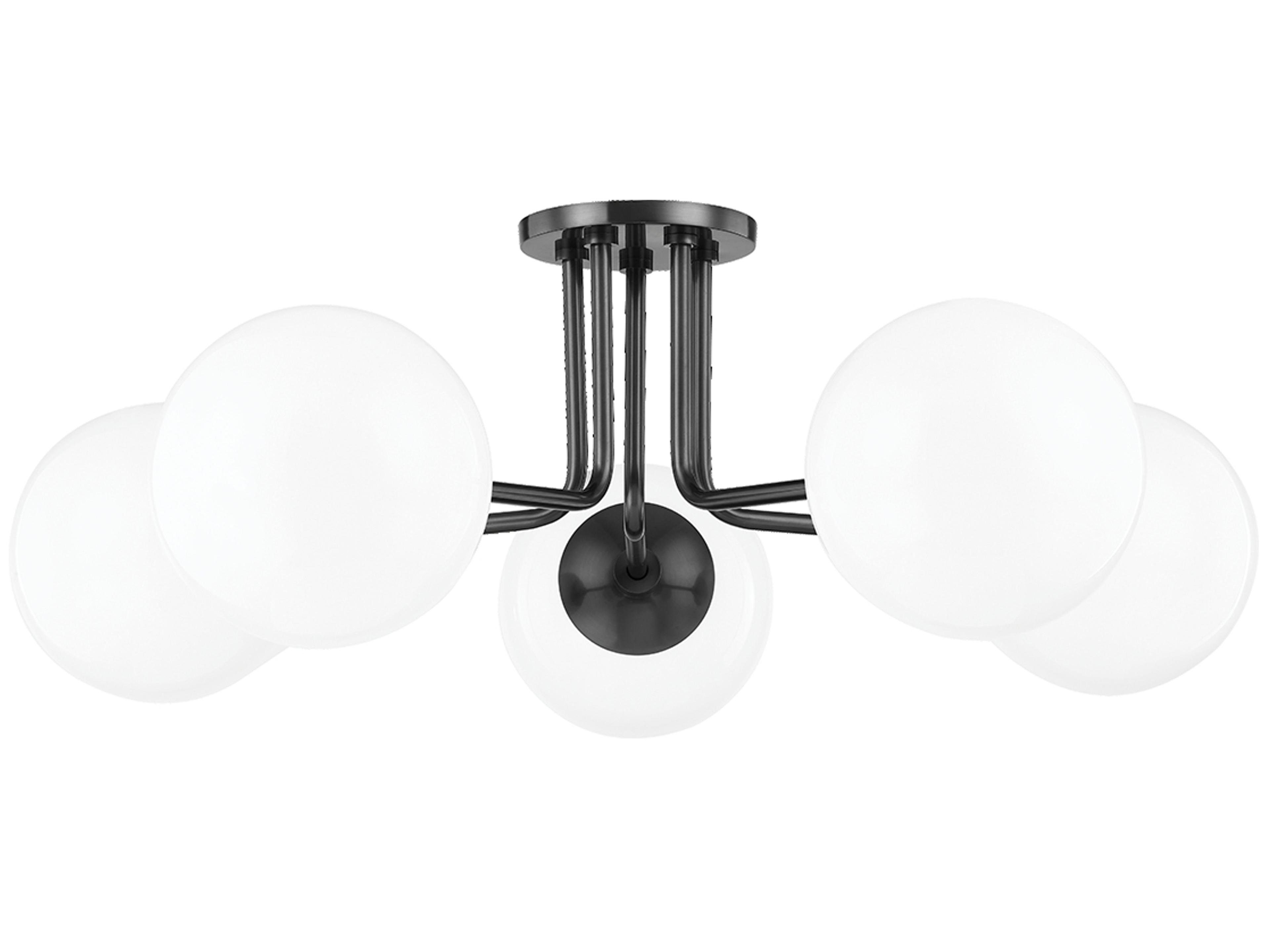 Stella 5-Light Old Bronze Glass Globe Semi Flush Mount