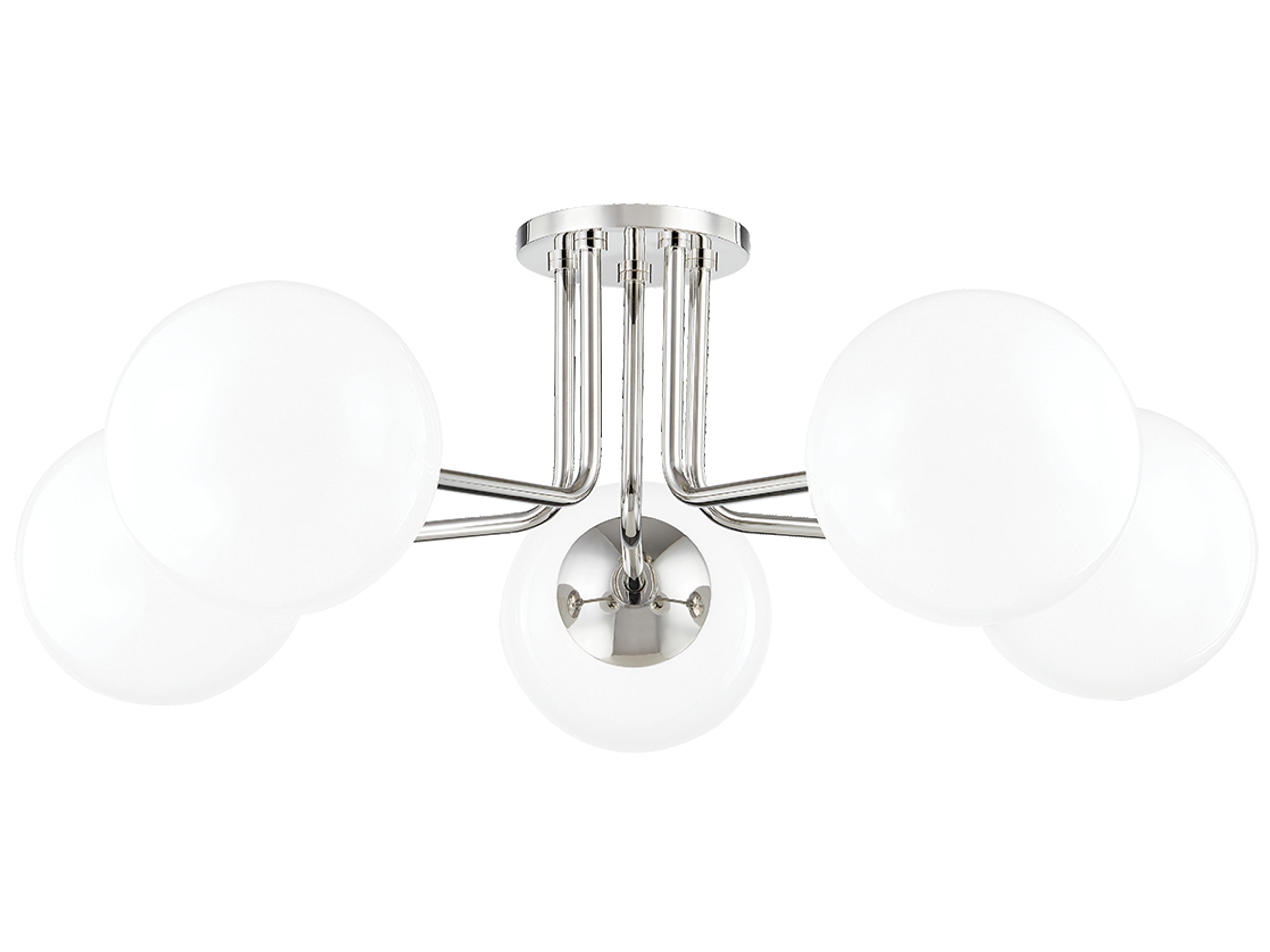 Stella 5-Light Polished Nickel Glass Globe Semi Flush Mount