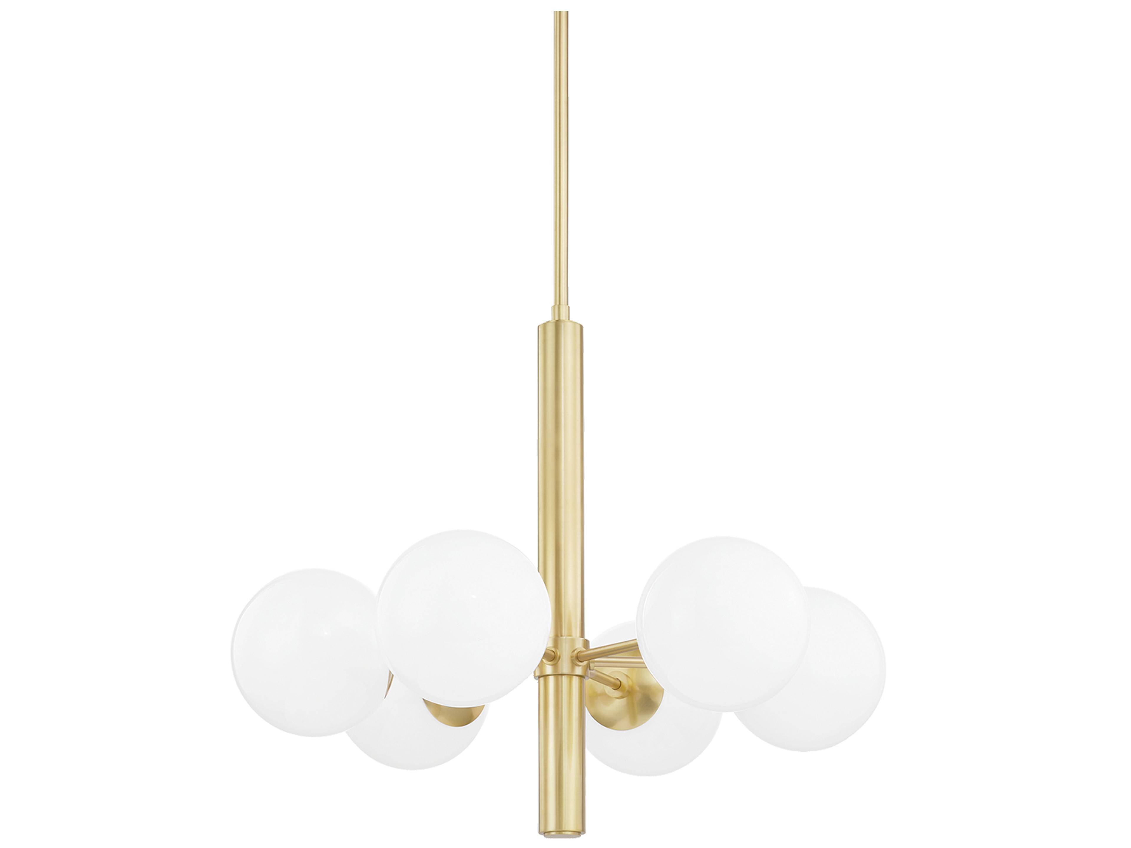 Stella 6-Light Aged Brass Glass Globe Chandelier
